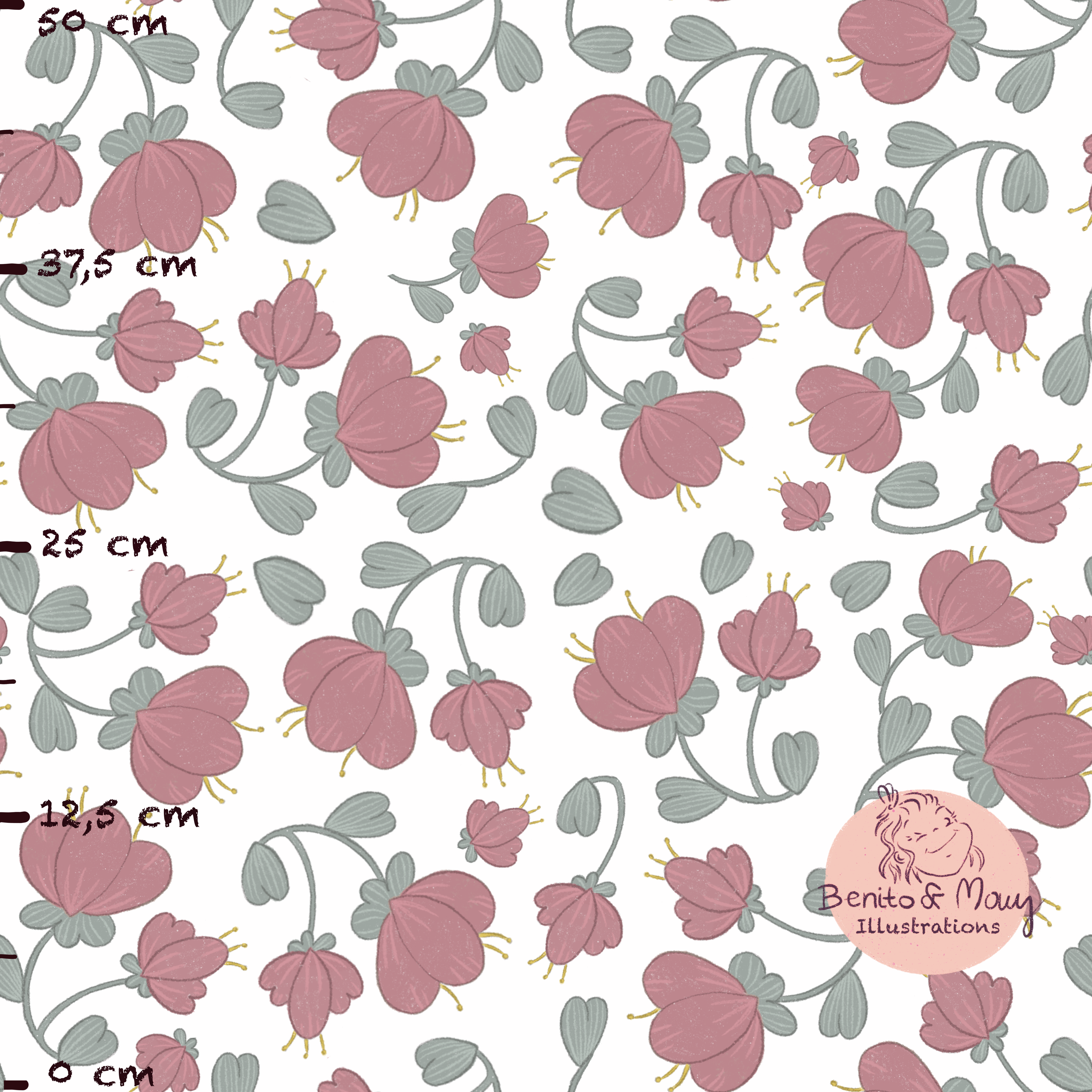 Bio Stoff - Poppy Party Weiss Gross von Benito Und Maus Illustrations in weiß