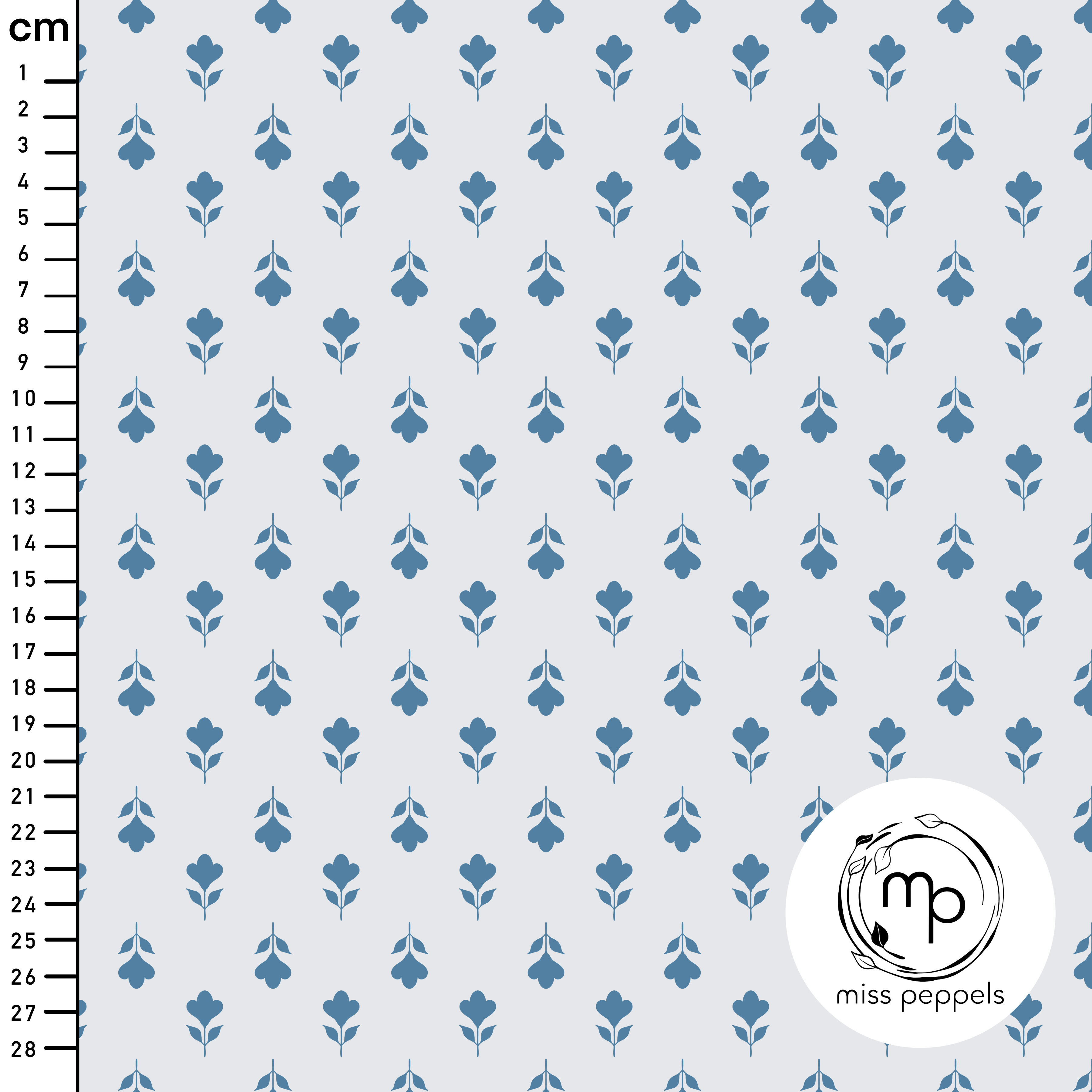 Bio Stoff  - Blumen Tanz mini, blau