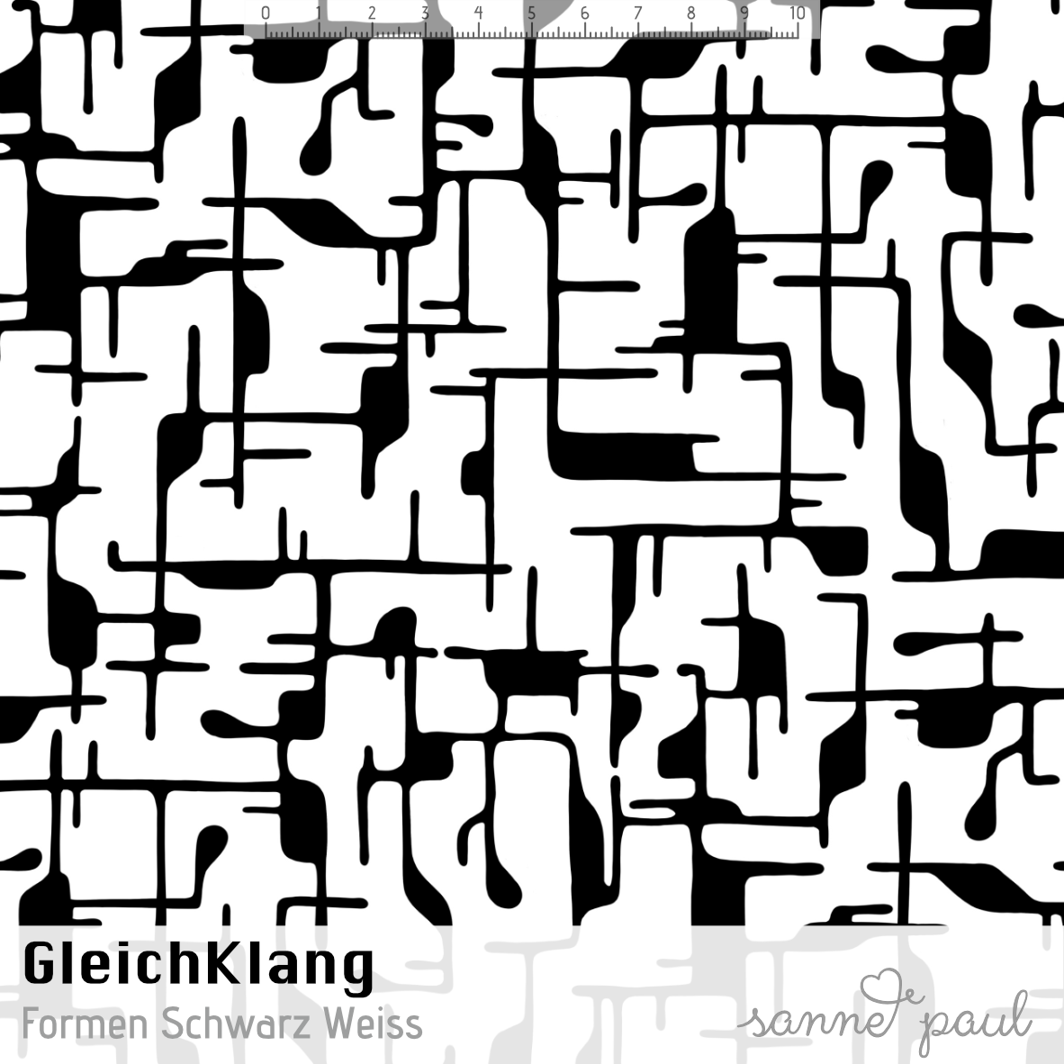 Bio Stoff  - Gleichklang Formen schwarz weiß 