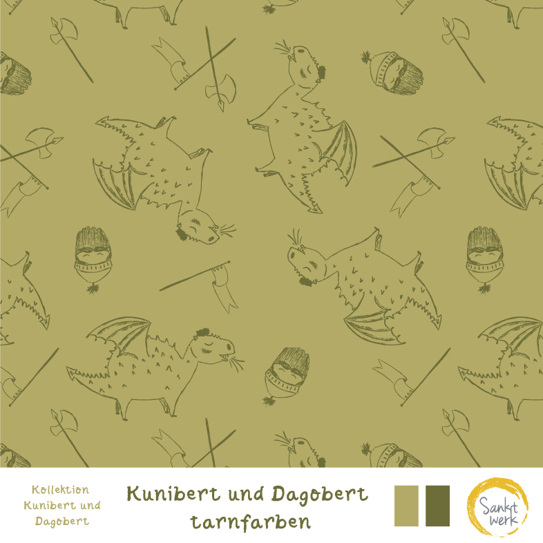 Bio Summersweat Stoff - Kunibert und Dagobert Tarnfarben - Sanktwerk, Fantasy, grün, Breite 150 cm Bio Summersweat Stoff - Kunibert und Dagobert Tarnfarben - Sanktwerk, Fantasy, grün, Breite 150 cm