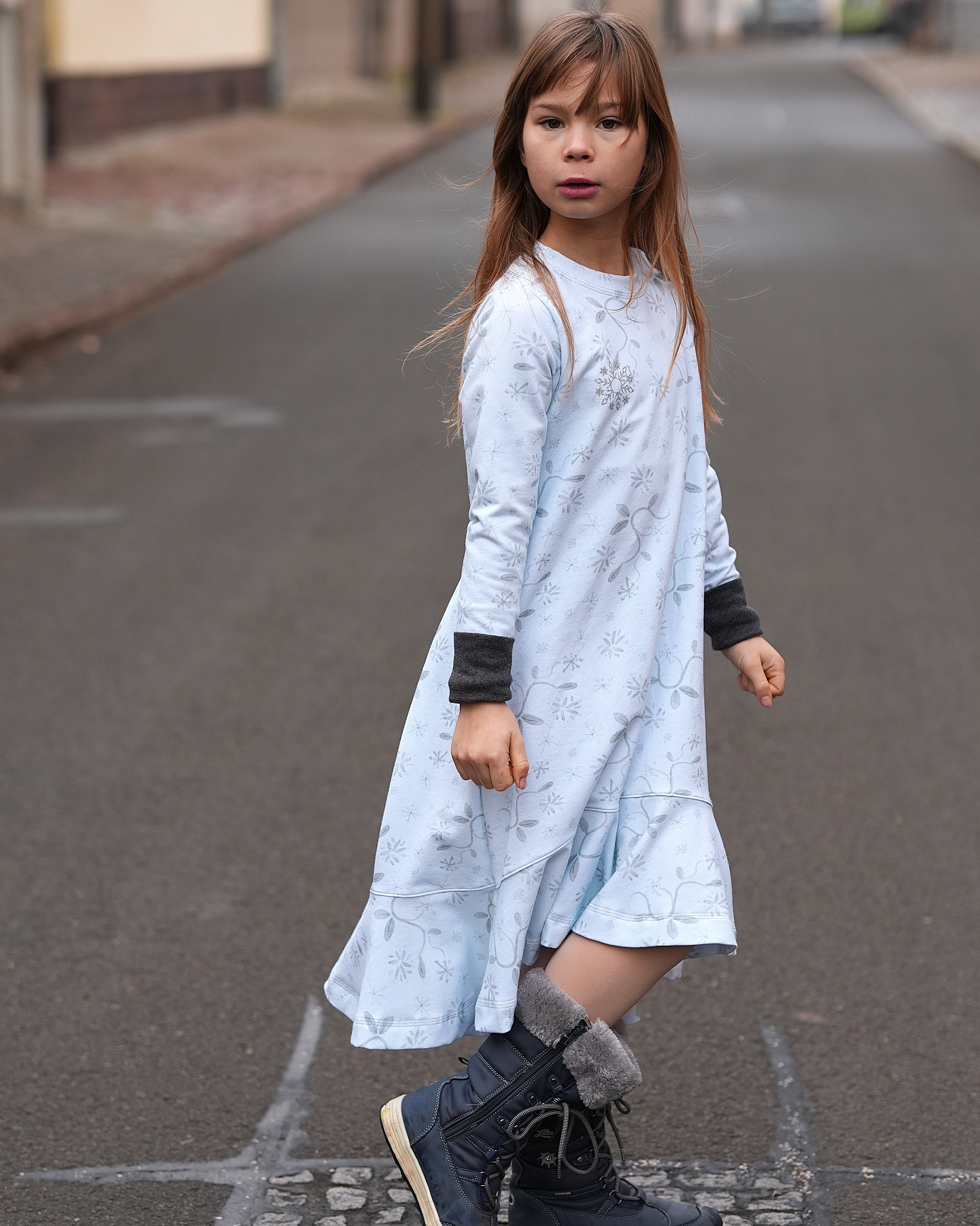 Bio Fabric - Ice Flower turquoise, large 