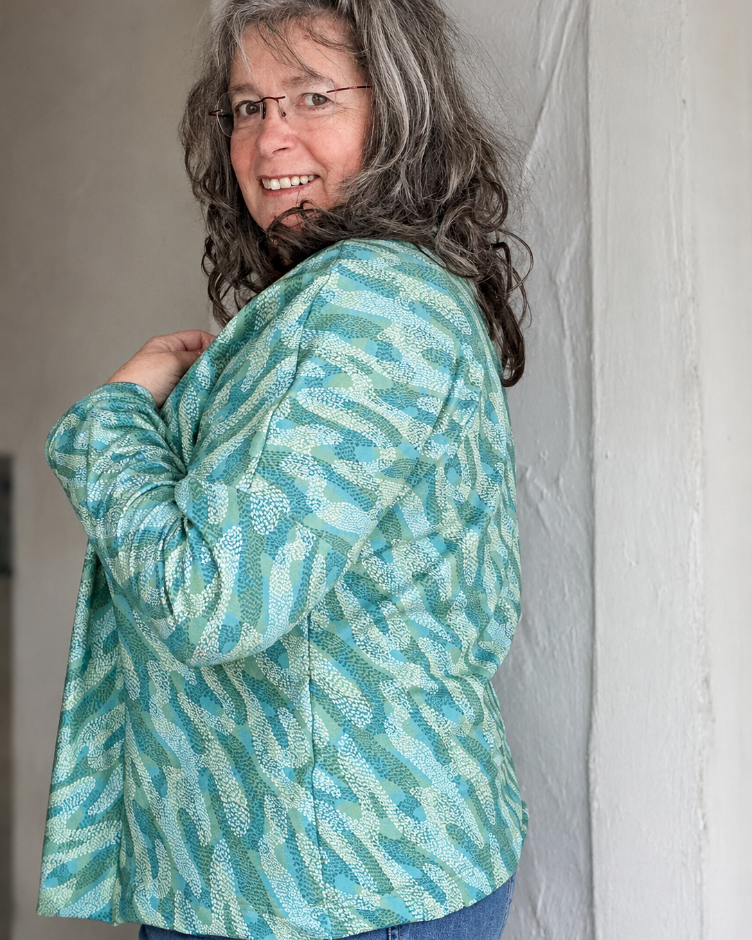 Organic fabric - Sommergold Schwarm petrol