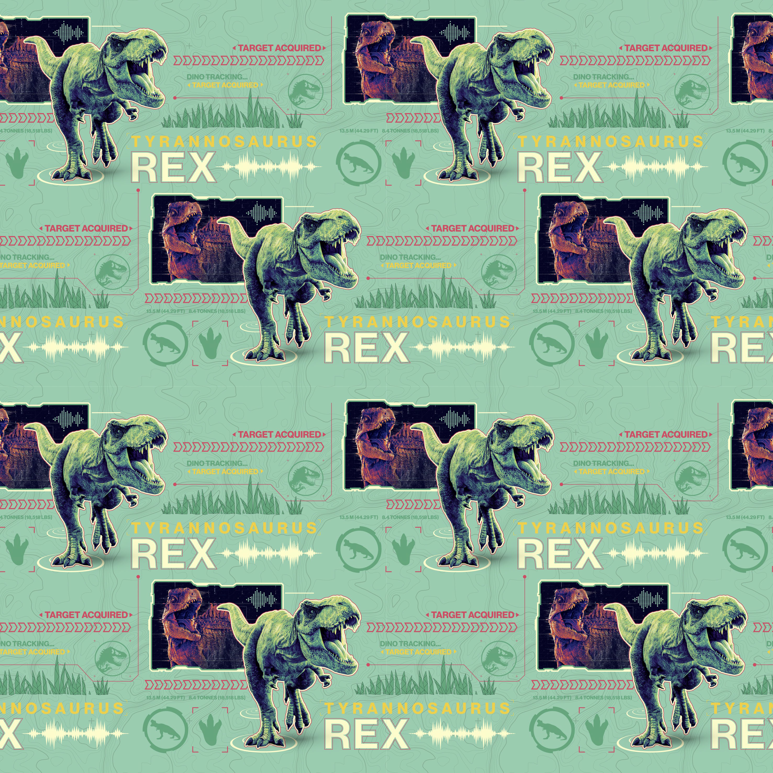 Bio Stoff  -  Jurassic World T Rex- JurassicWorld, Dinosaurier, Lizenzthemen, bunt