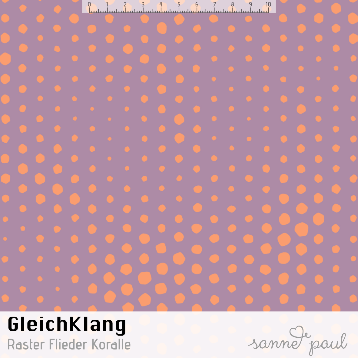 Bio Stoff  - Gleichklang Raster flieder, koralle