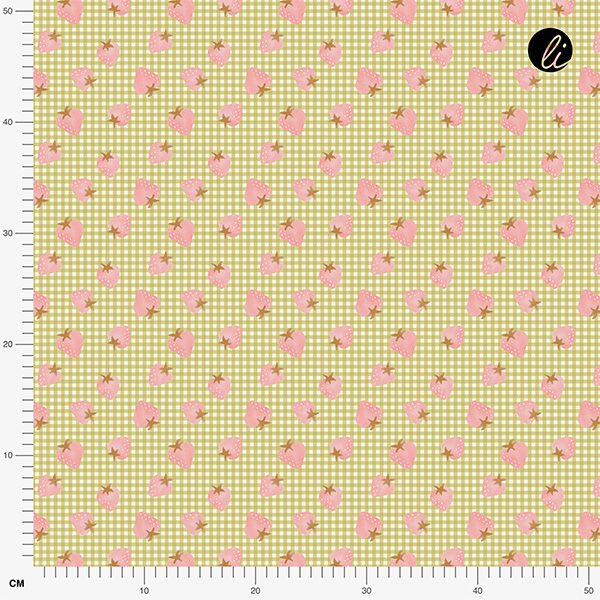 Organic fabric - Vichy Erdbeeren green