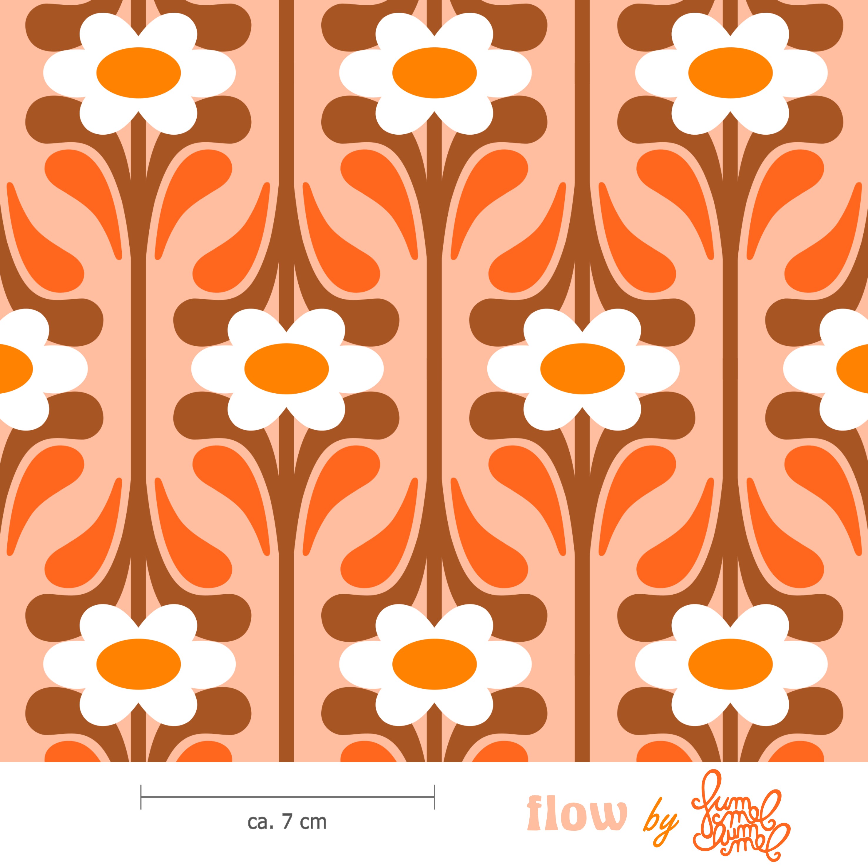 Bio Webware Stoff - Flow Peach - Fummelhummel, Floral & Blumen, orange, 100% Bio-Baumwolle Bio Webware Stoff - Flow Peach - Fummelhummel, Floral & Blumen, orange, 100% Bio-Baumwolle