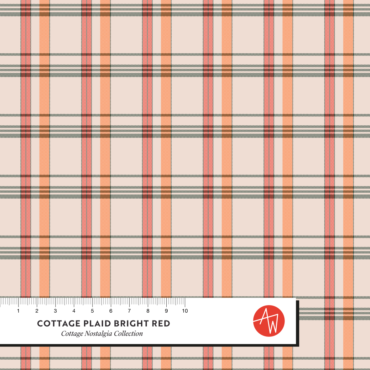 Bio Stoff - Cottage Plaid Bright Red von Alexandra Weise in rot
