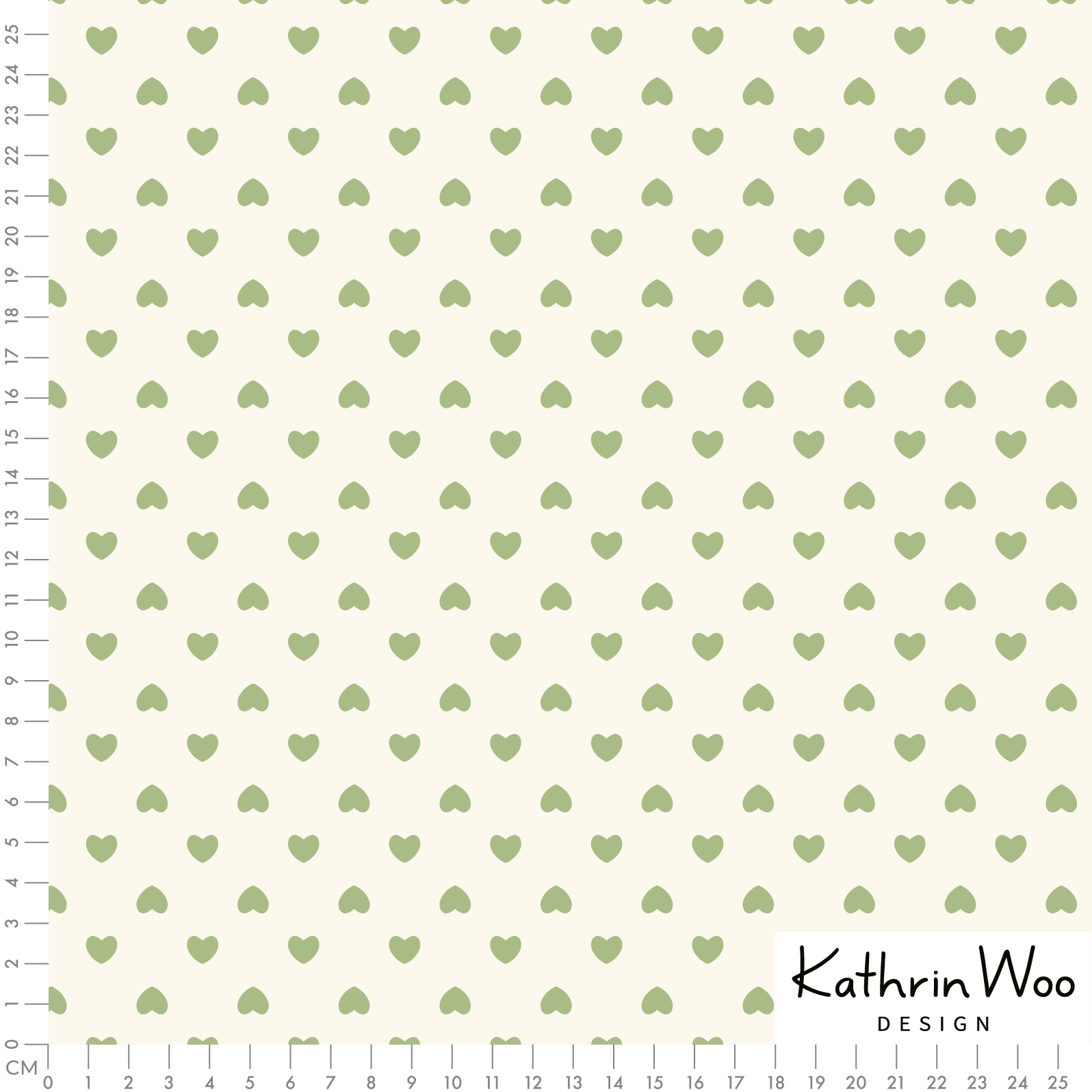 Bio-Stoff - Herzen grün, beige