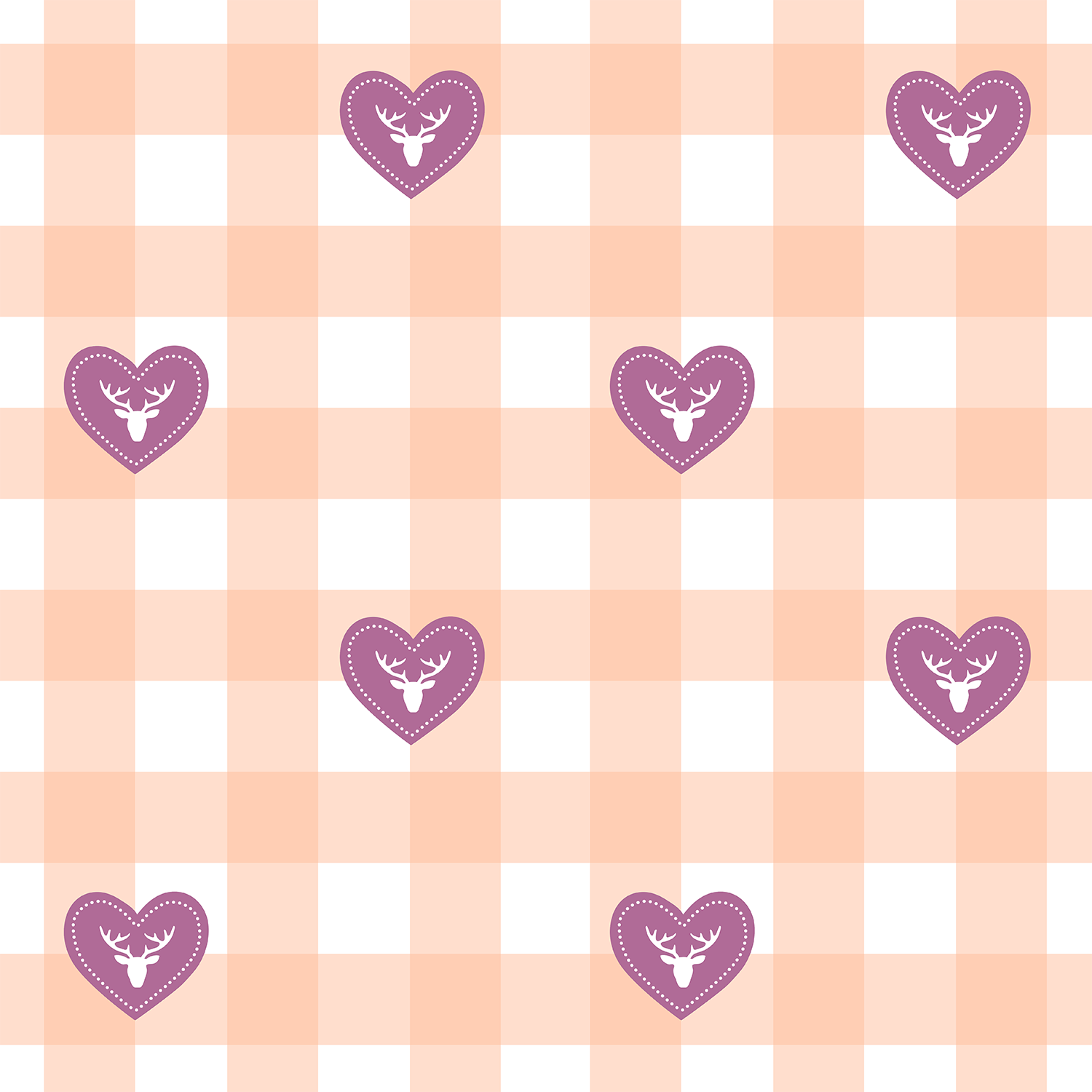 Organic fabric  - Karo mit Herz peach