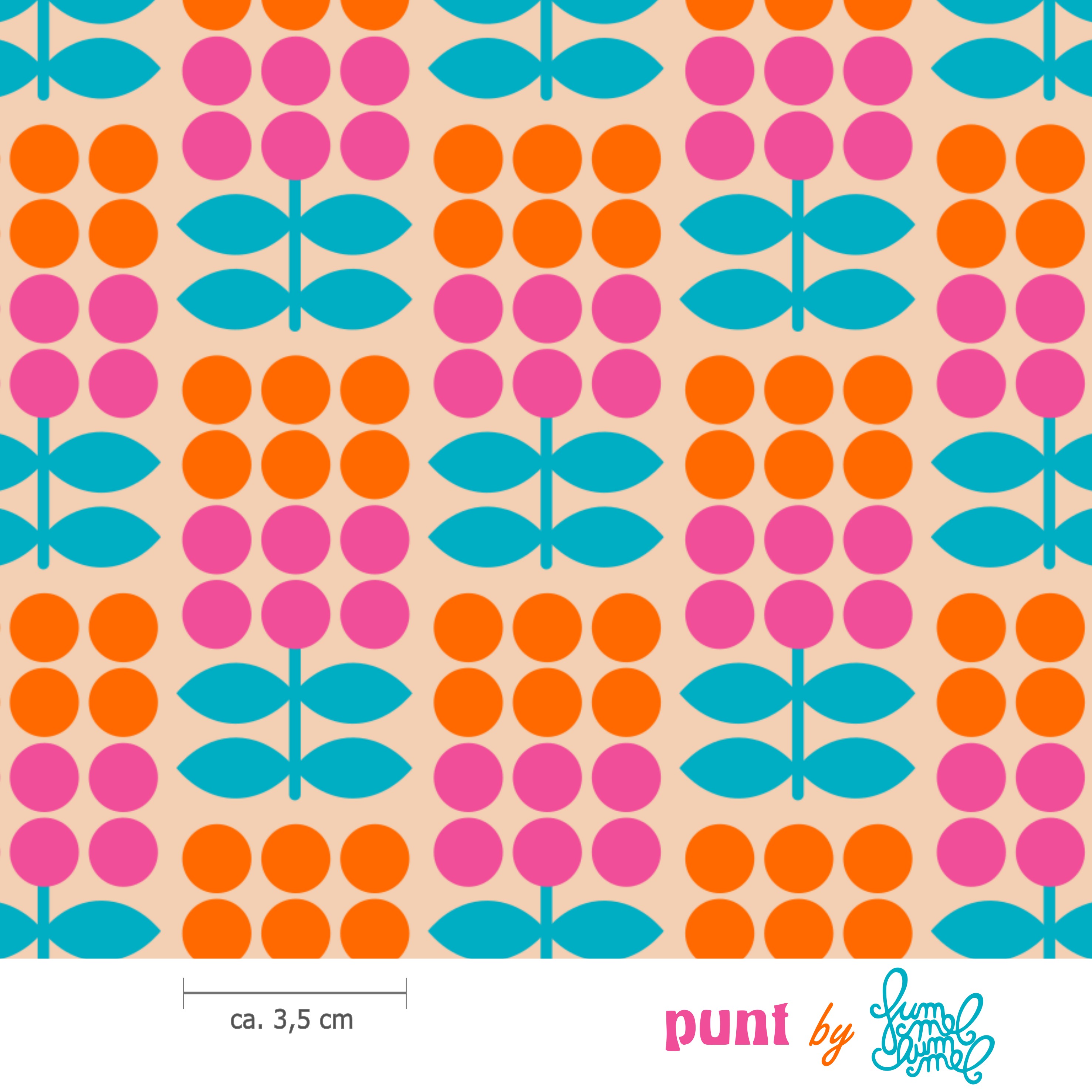 Bio Stoff  - Punt Beige - Fummelhummel, bunt, Floral & Blumen
