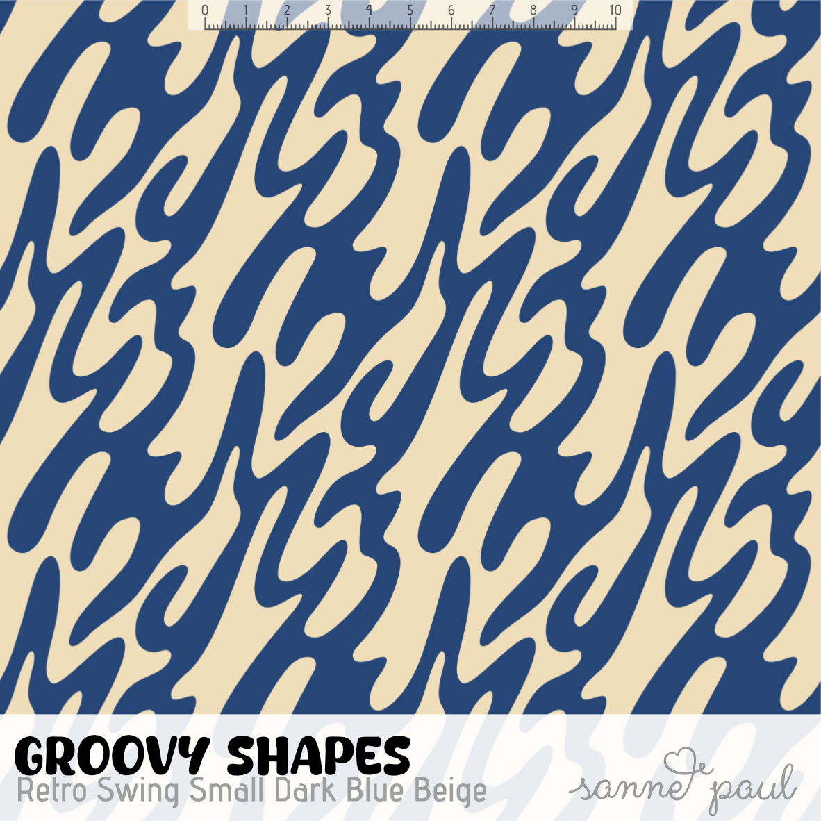 Bio Stoff - Groovy Shapes Retro Swing Small dark blue, beige