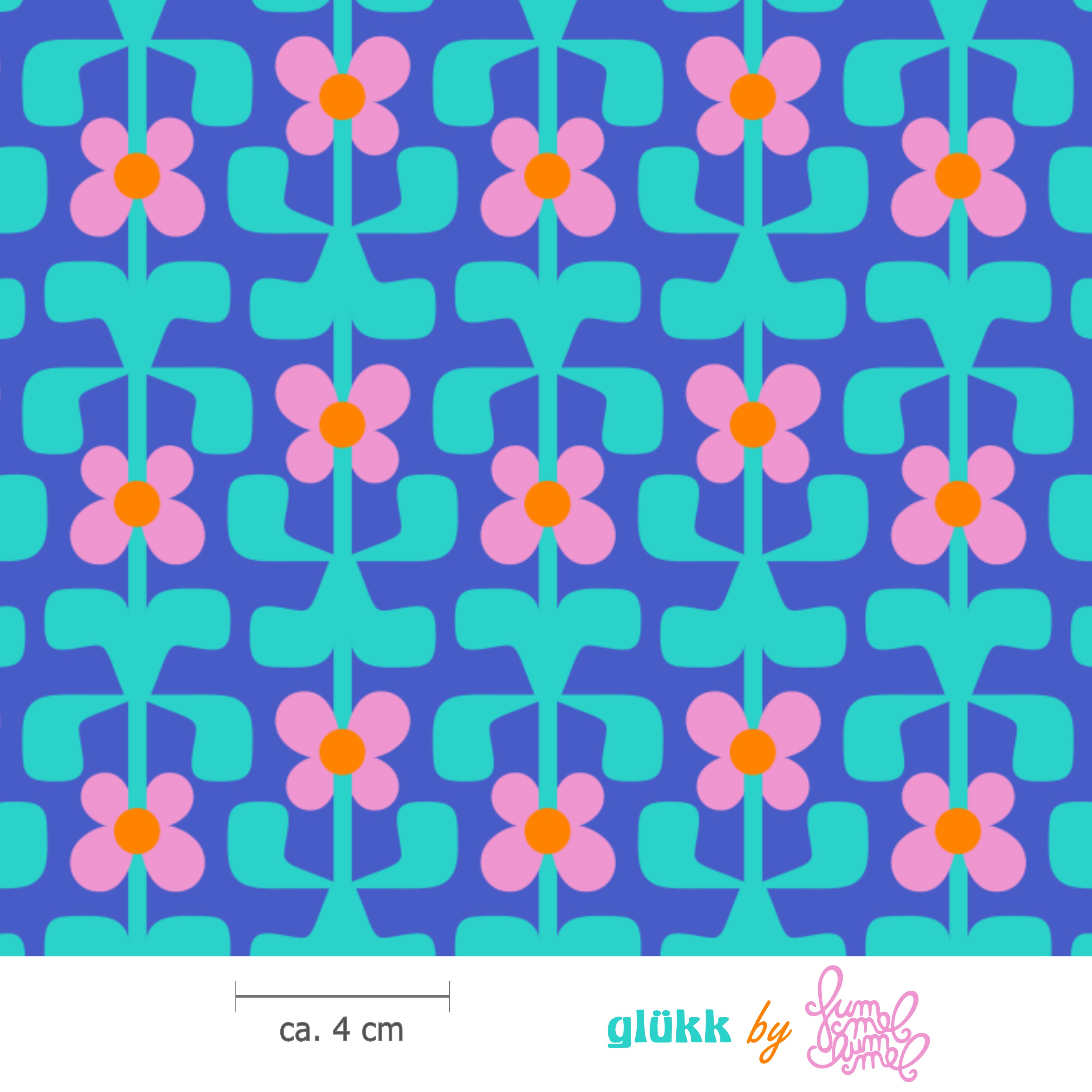 Bio Stoff  -  Gluekk  - Fummelhummel, blau, Floral & Blumen