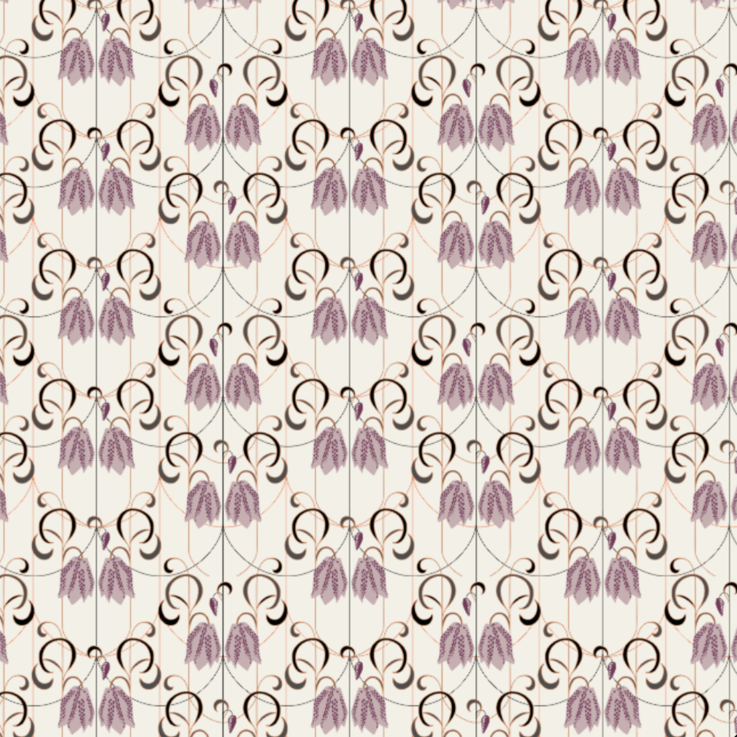 Bio Stoff - Art Deco Checkered Flower flieder