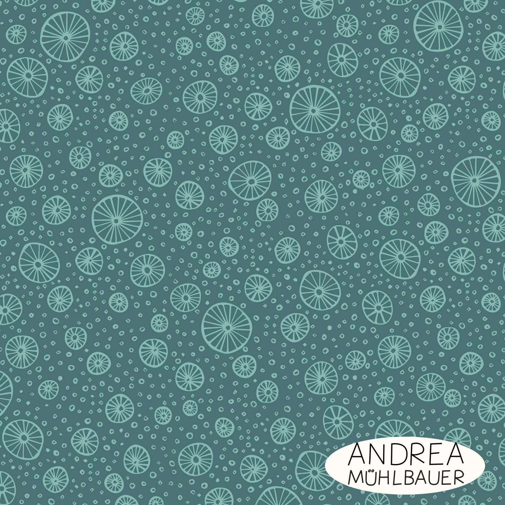 Organic Fabric - Underwater Aqua by Andrea Muehlbauer in turquoise