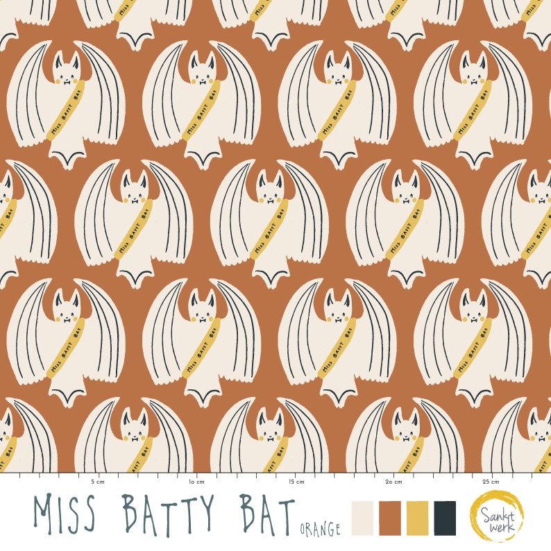 Bio Stoff - Miss Batty Bat Orange by Sanktwerk in orange