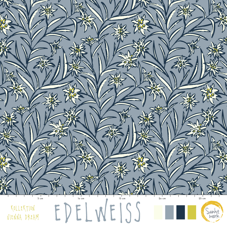 Organic Fabric - Edelweiss blue