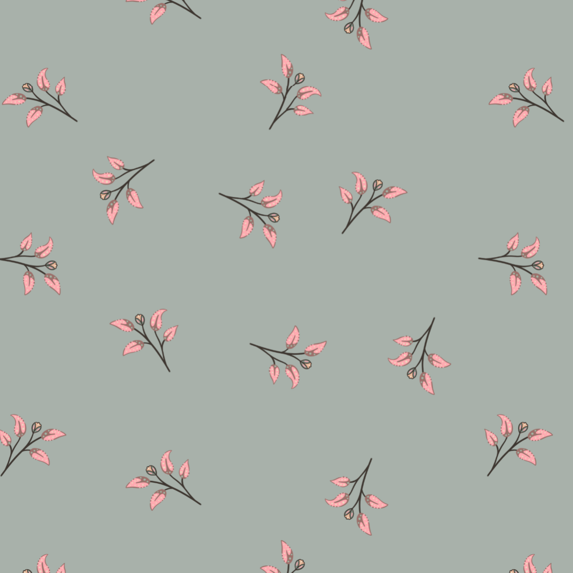 Organic Fabric  - Paisley Garden Small Flowers Petrol