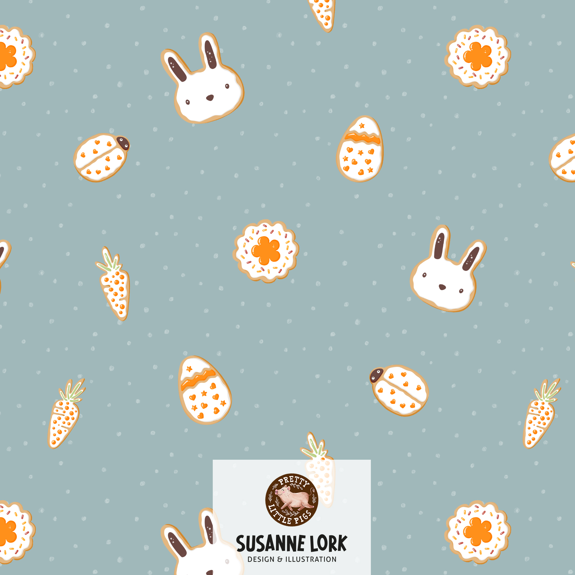 Bio Stoff  - Frühlingserwachen Osterkekse Fog - PrettyLittlePigs, mint, Ostern, Essen