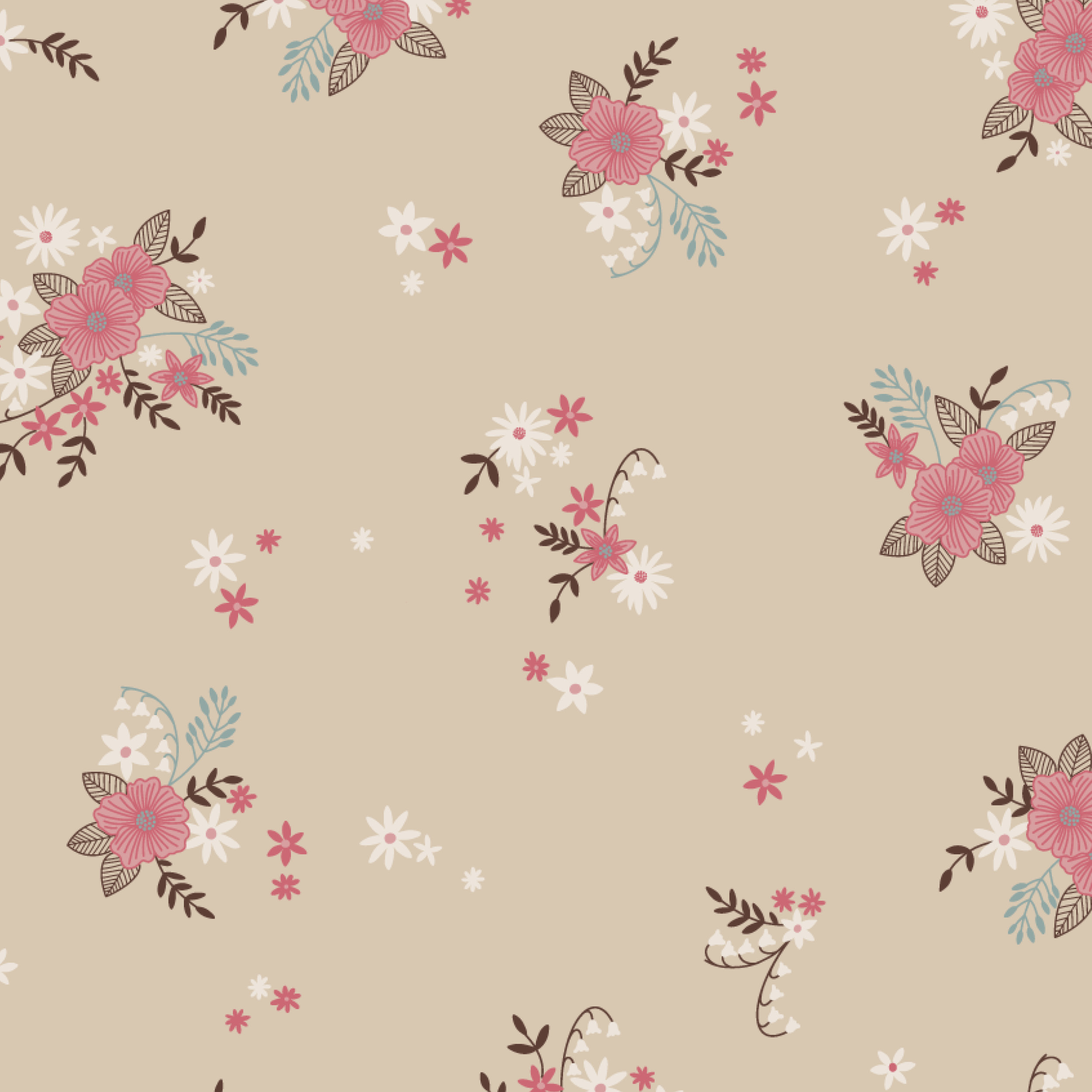 Bio Stoff  - Frühlingspoesie beige