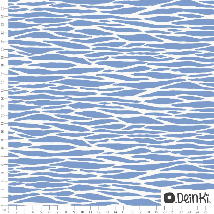 Bio Stoff  -  Zebrastreifen  - Deinki, blau, Tierfellmuster