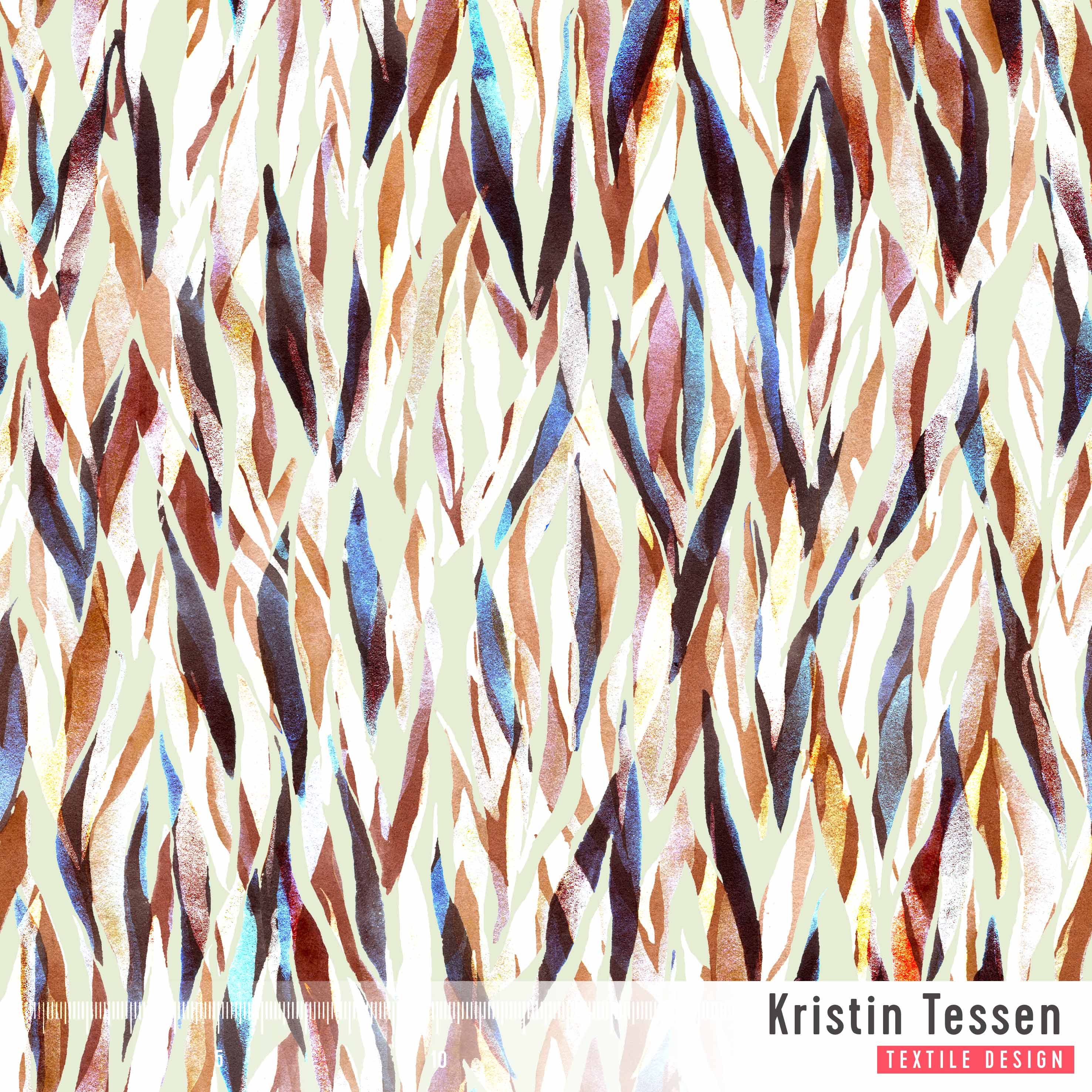 Bio Stoff - Abstract Animal Lines Meadow von Kristin Tessen in braun