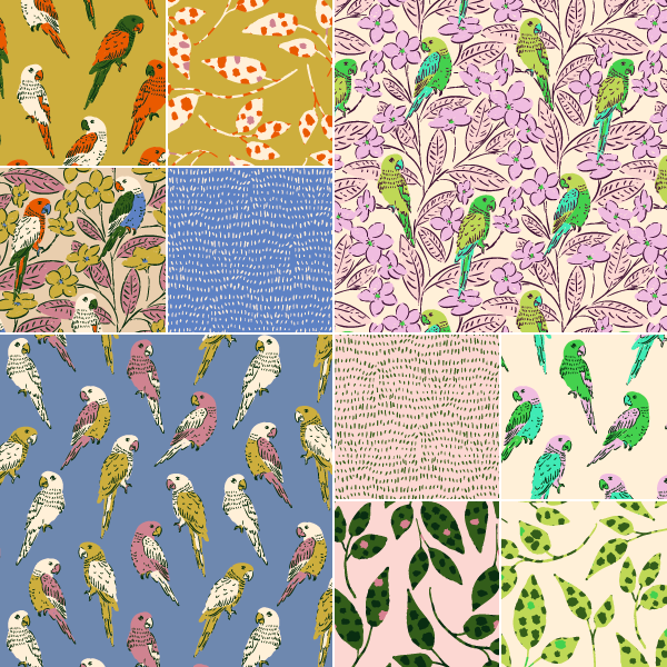 Organic fabric  -  Parrot Paradise