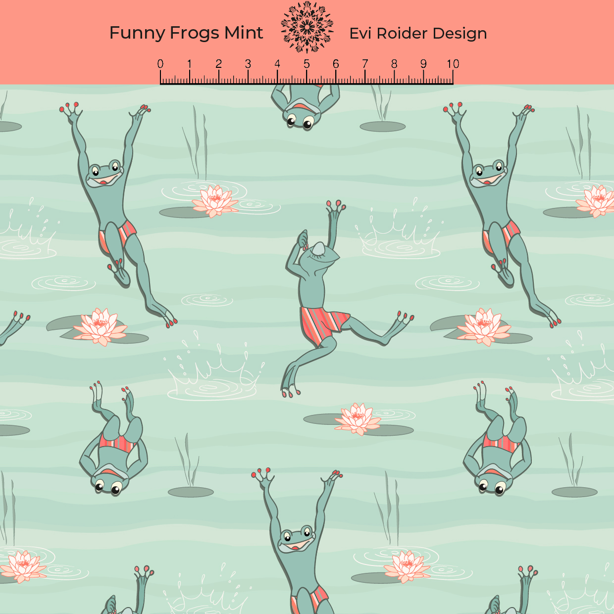 Bio Stoff  -  Funny Frogs  - EviRoiderDesign, Sommer, grün, Tiere