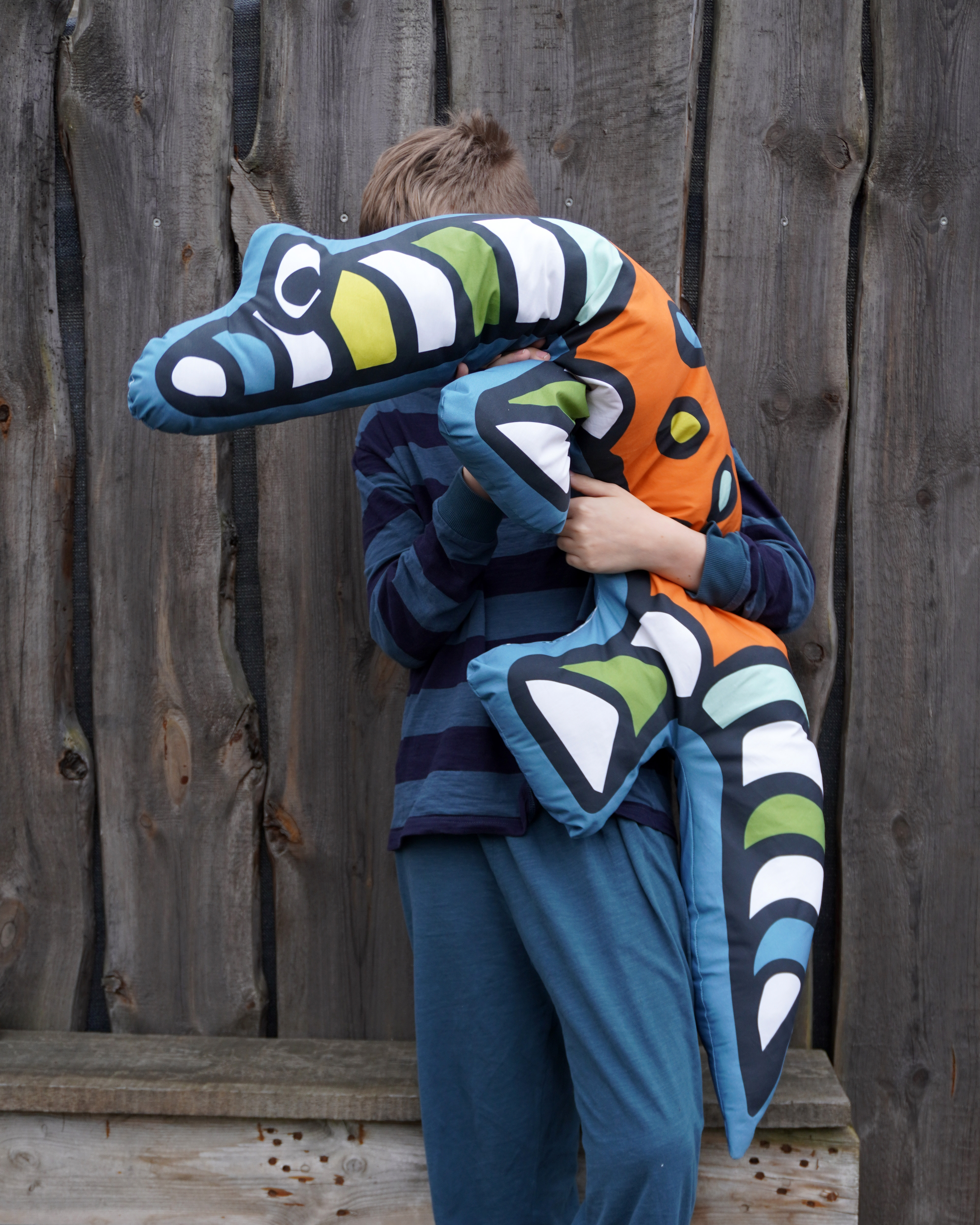 Organic fabric -  Anteater Pillow 1m Panel blue, yellow