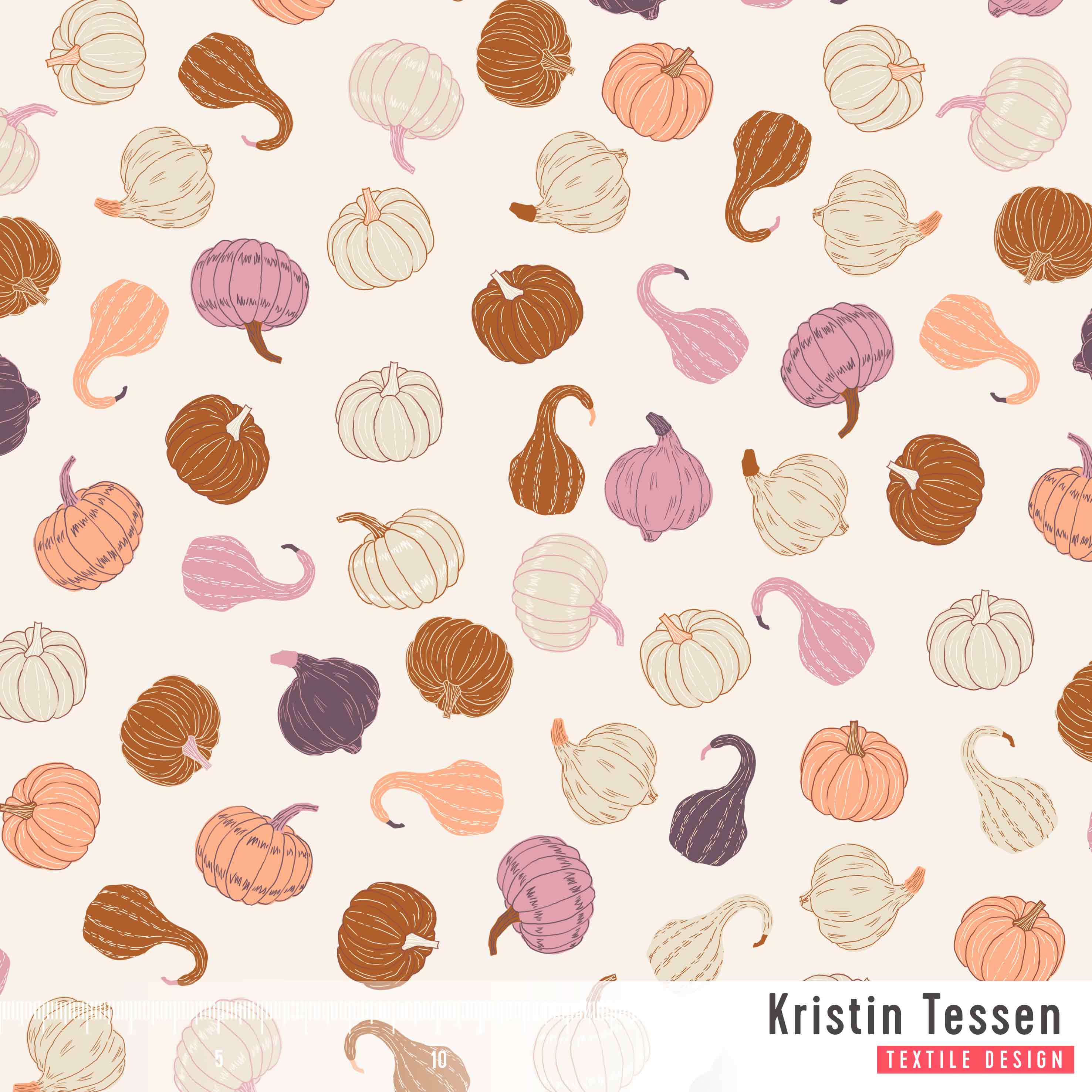 Bio Stoff - Kuerbisse Rosa von Kristin Tessen in rosa