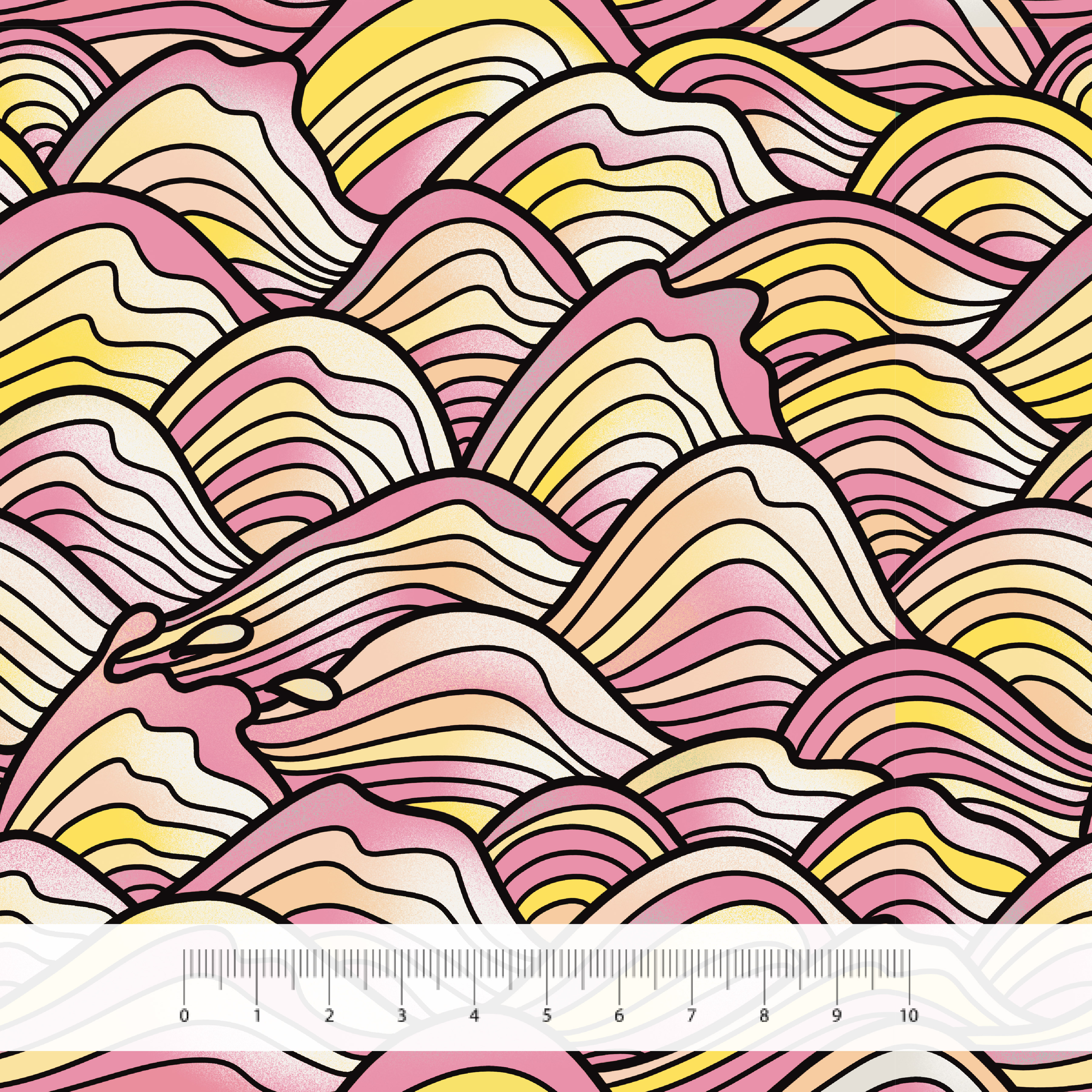 Bio Stoff  - Waves pink - AmesDefinitelyOdd, bunt, Maritim