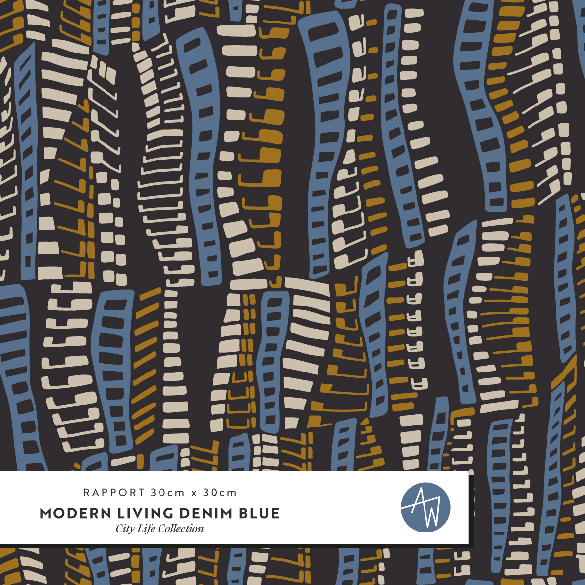 Bio Webware Stoff  - Modern Living Denim Blue - AlexandraWeise, blau. Abstrakt, 100% Bio-Baumwolle