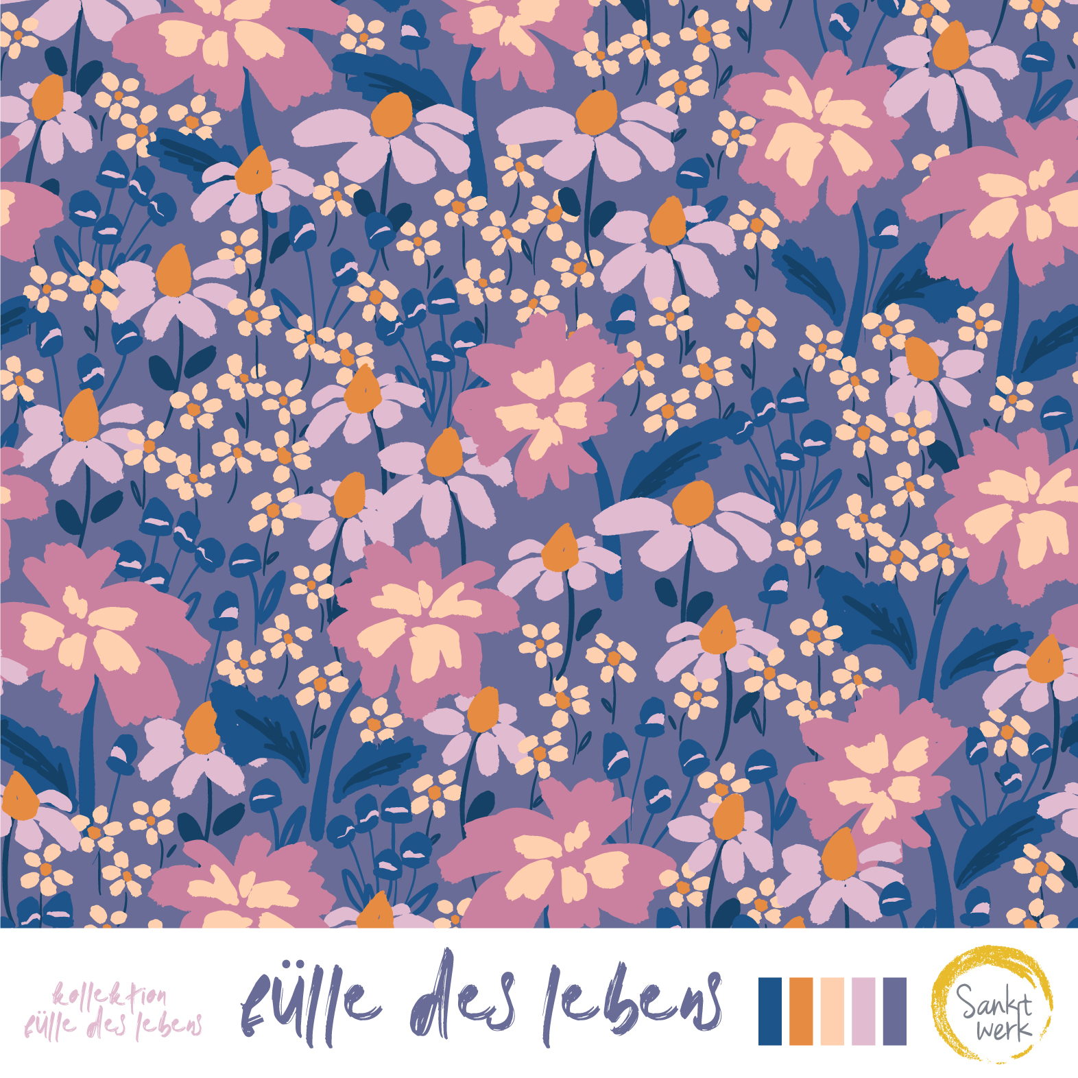 Bio Stoff  -  Fülle des Lebens  - Sanktwerk, Floral & Blumen, lila