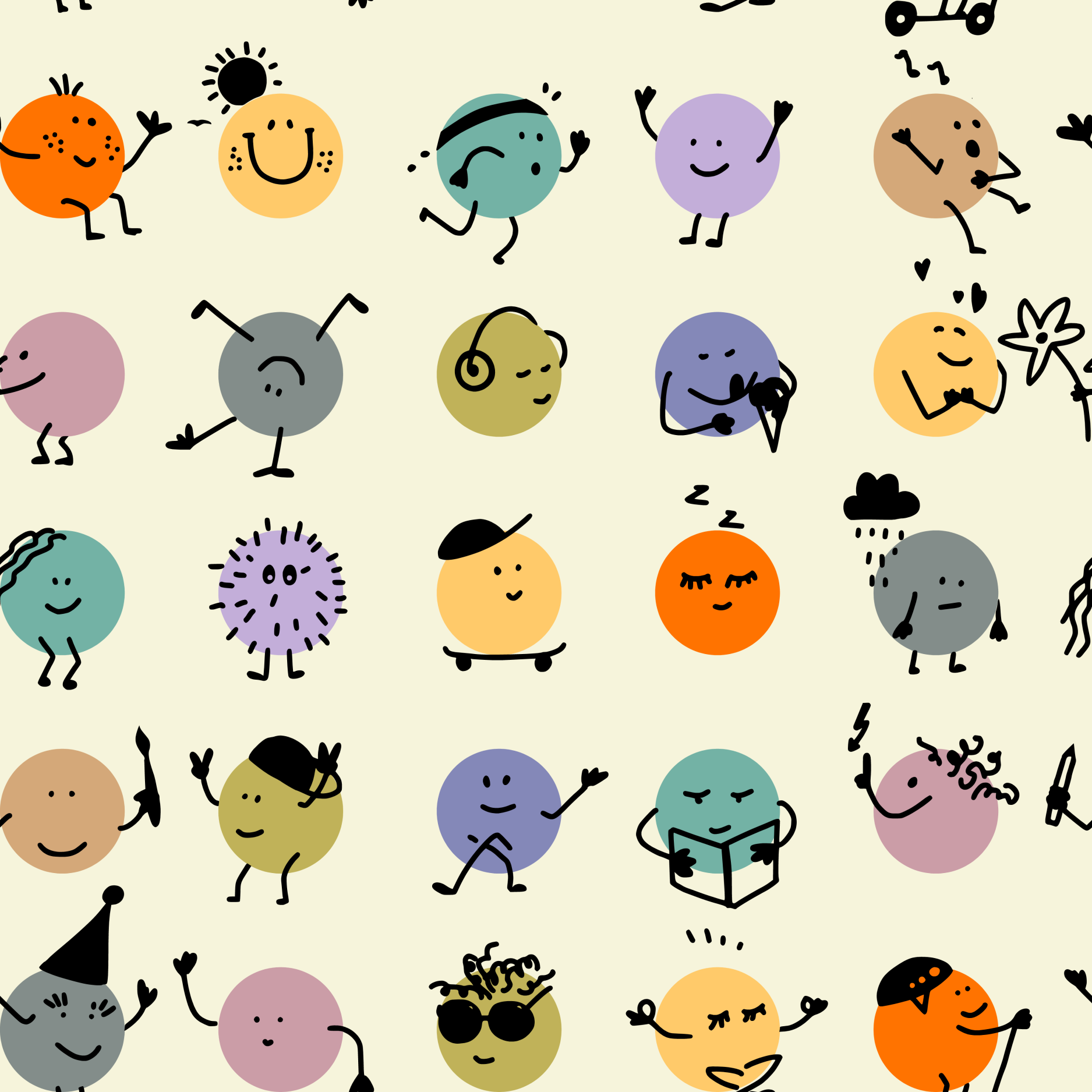 Organic fabric -  Kids Day Funny Dots multicolor