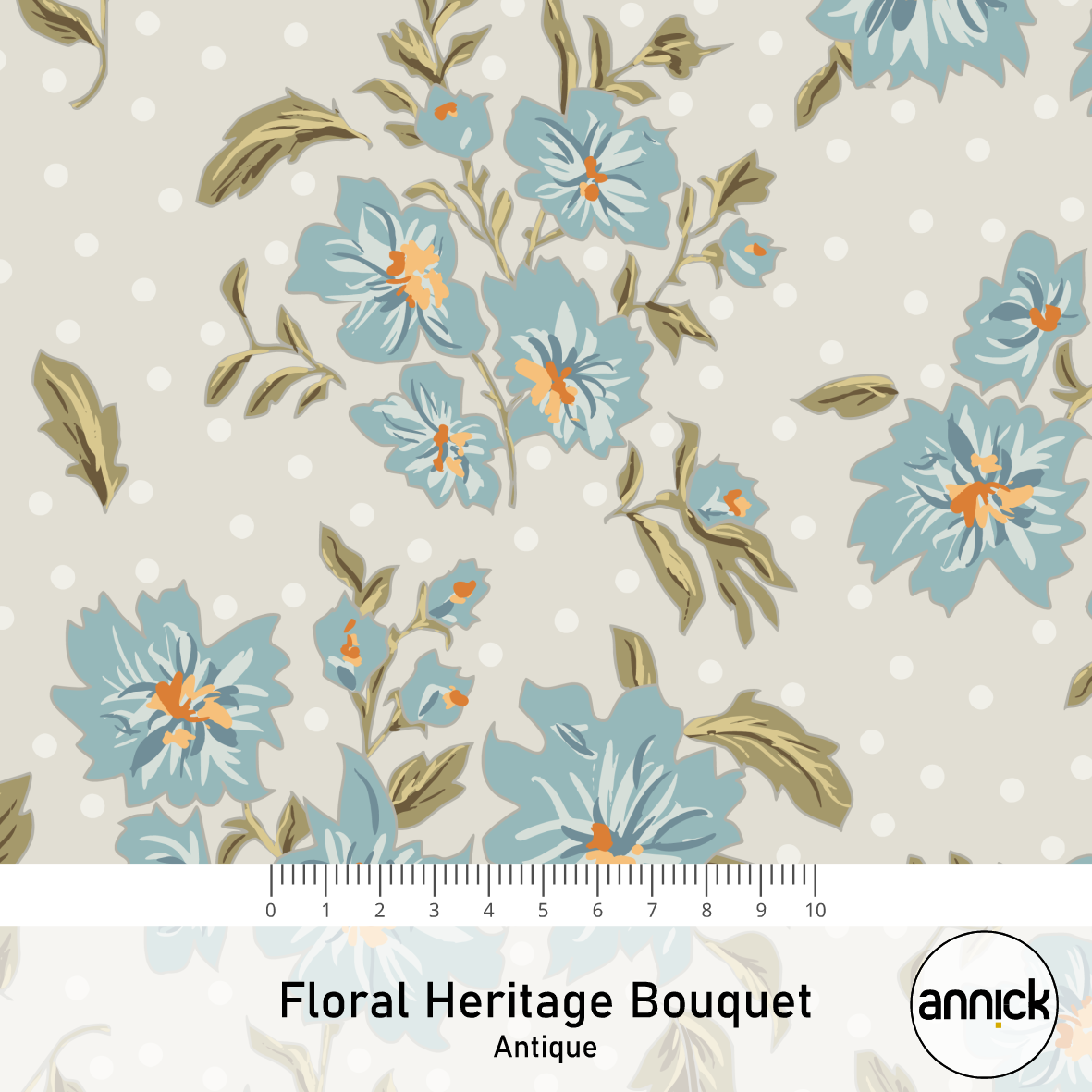 Bio Stoff - Floral Heritage Bouquet Antique von Annick in creme Bio Stoff - Floral Heritage Bouquet Antique von Annick in creme