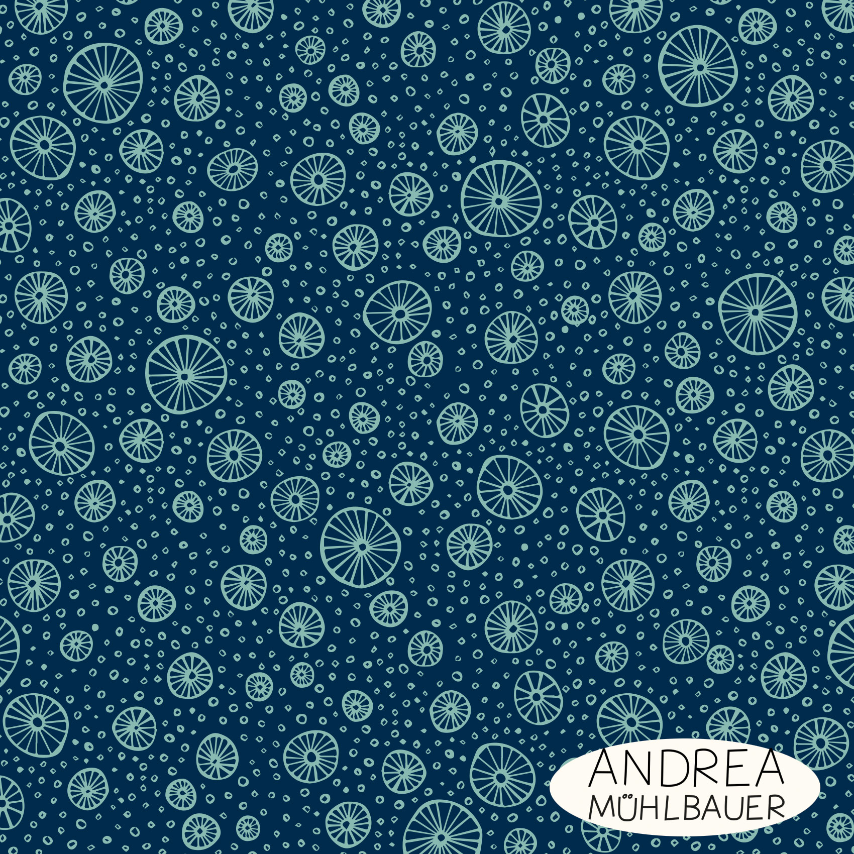 Bio Stoff - Unterwasser Dunkelblau von Andrea Muehlbauer in blau
