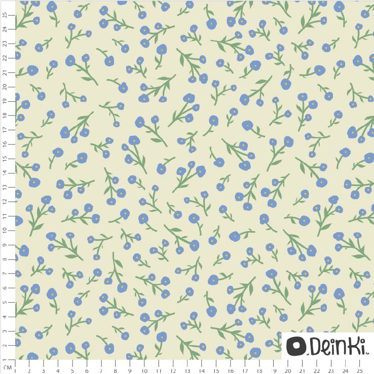 Bio Webware Stoff - Süße Kleine Blümchen - Deinki, Floral & Blumen, weiß, 100% Bio-Baumwolle Bio Webware Stoff - Süße Kleine Blümchen - Deinki, Floral & Blumen, weiß, 100% Bio-Baumwolle