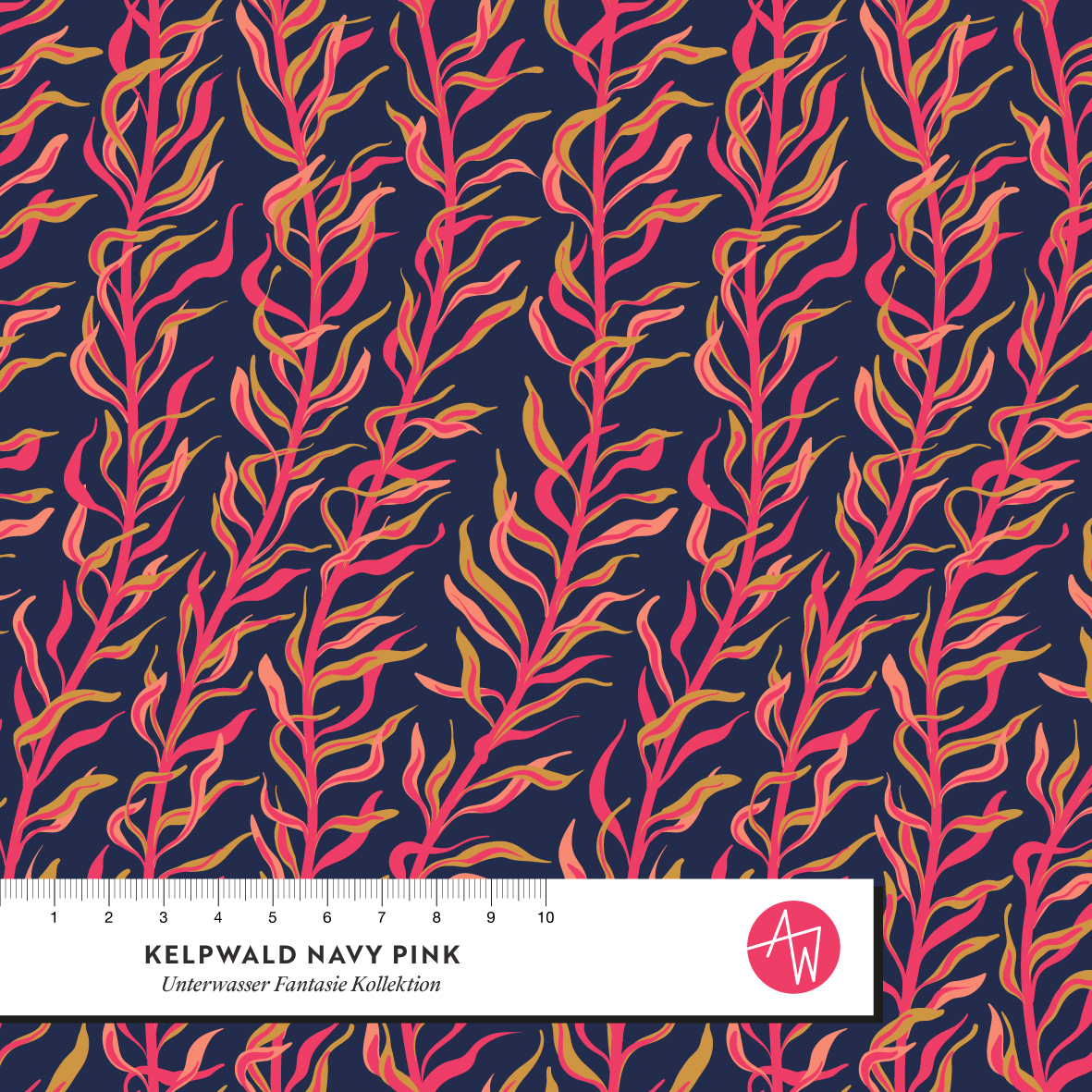 Bio Stoff - Kelpwald Navy Pink von Alexandra Weise in pink
