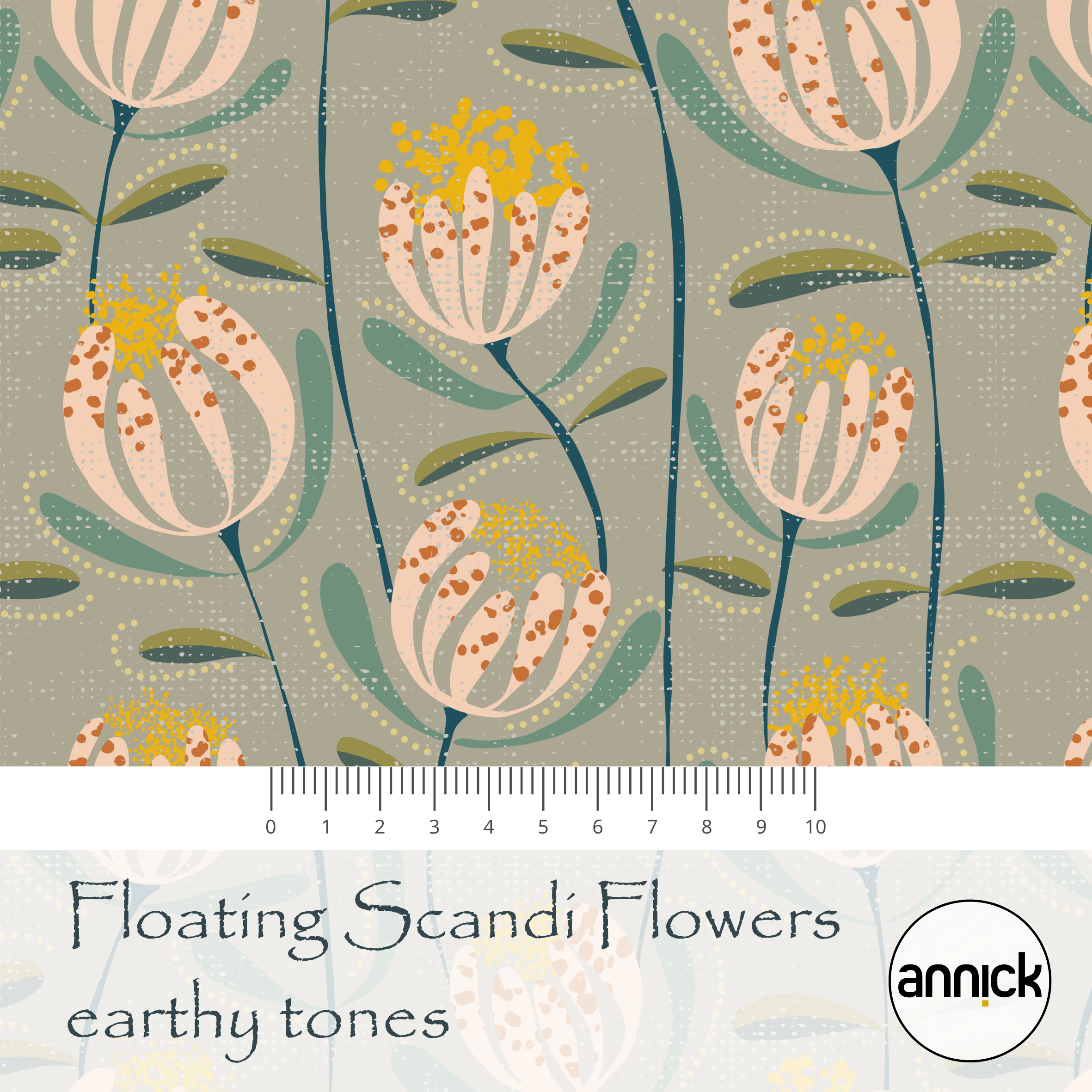 Floating Scandi Flowers Earthy Tones 