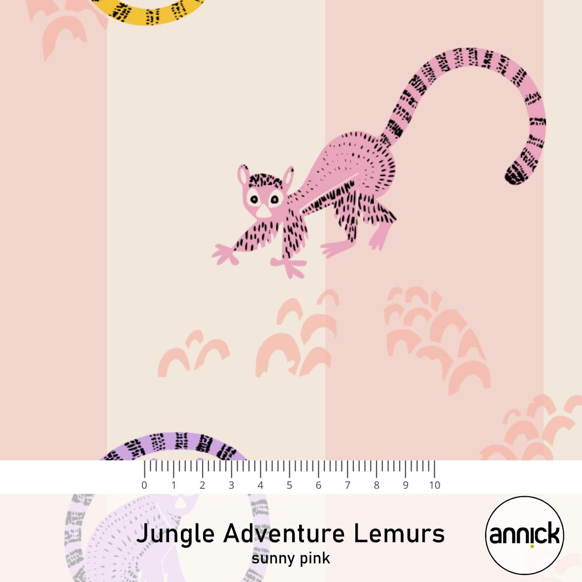 Bio Summersweat Stoff  -  Jungle Adventure Lemurs Sunny Pink - Annick, rosa, Tiere Breite 150 cm