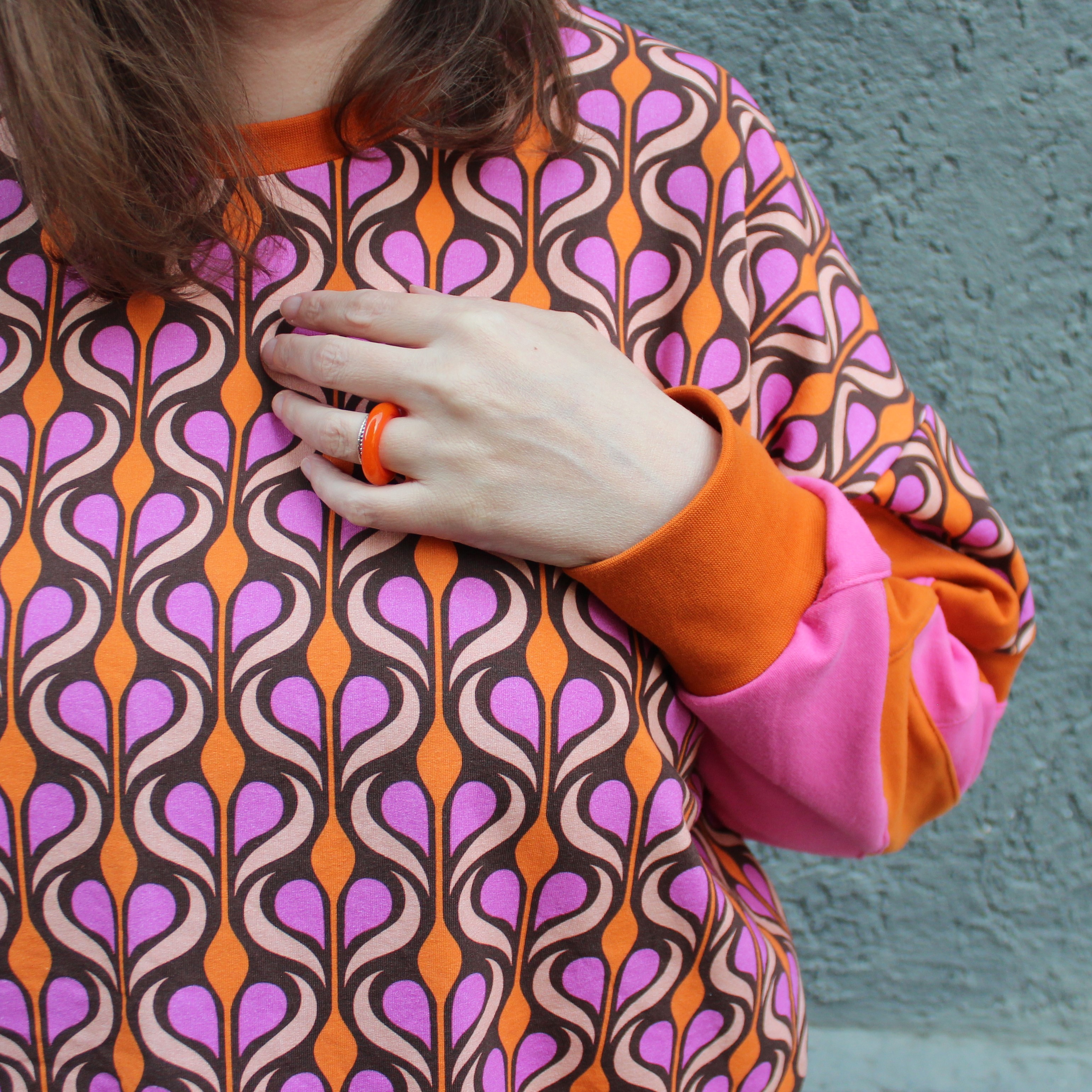 Organic Fabric - Loola Pink by Fummelhummel in pink and orange