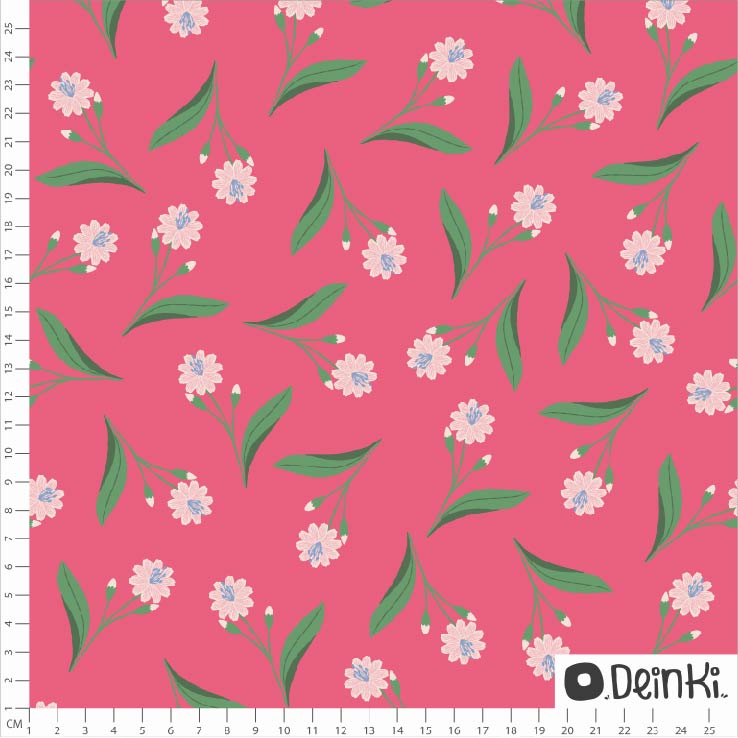 Bio Stoff  - Porzellanroeschen Pink Rosa - Deinki, rosa, Floral & Blumen