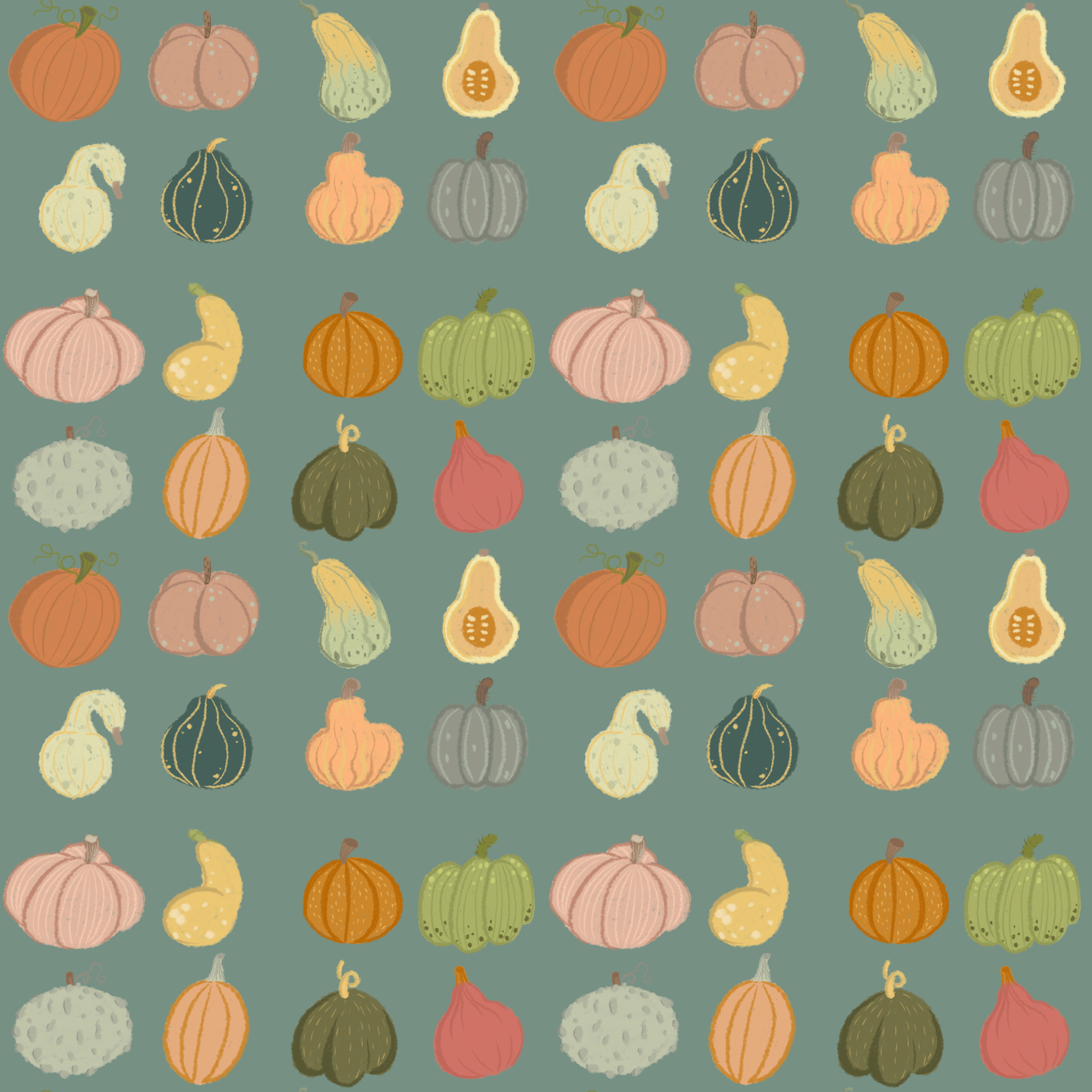 Bio Stoff - Pumpkin Spice Grün Klein von Benito Und Maus Illustrations in grün
