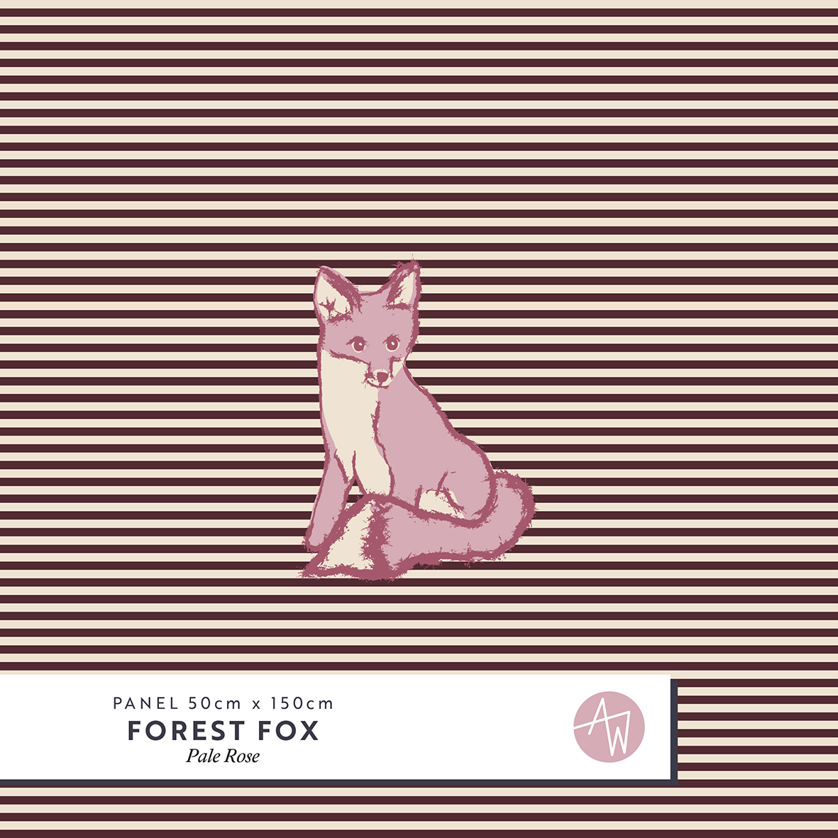 Bio Summersweat Stoff  -  50 cm Panel Forest Fox Pale Rose - AlexandraWeise, creme, Herbst, Streifen, Tiere, rosa, Breite 150 cm