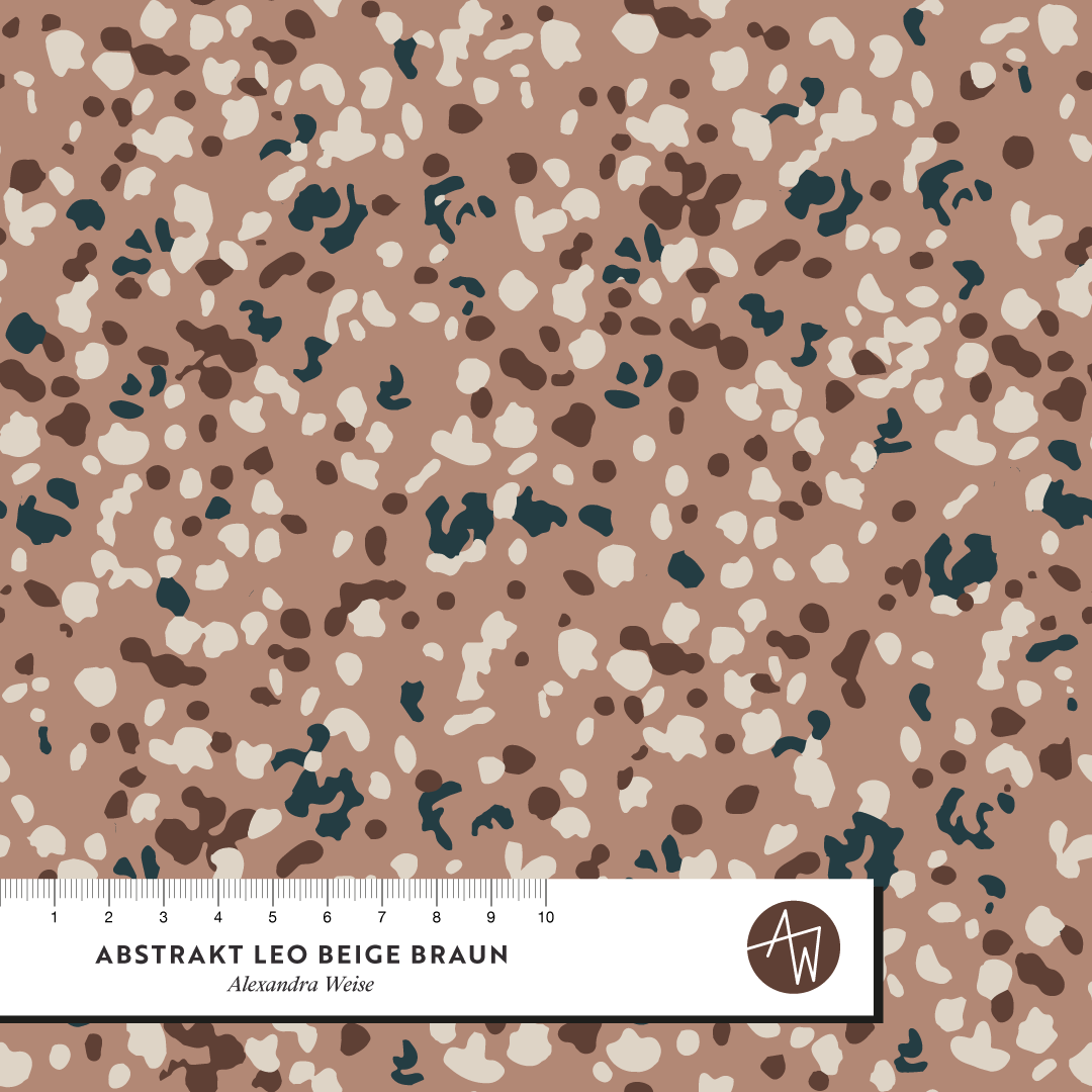 Bio Fabric - Abstract Leo Beige Brown by Alexandra Weise in beige