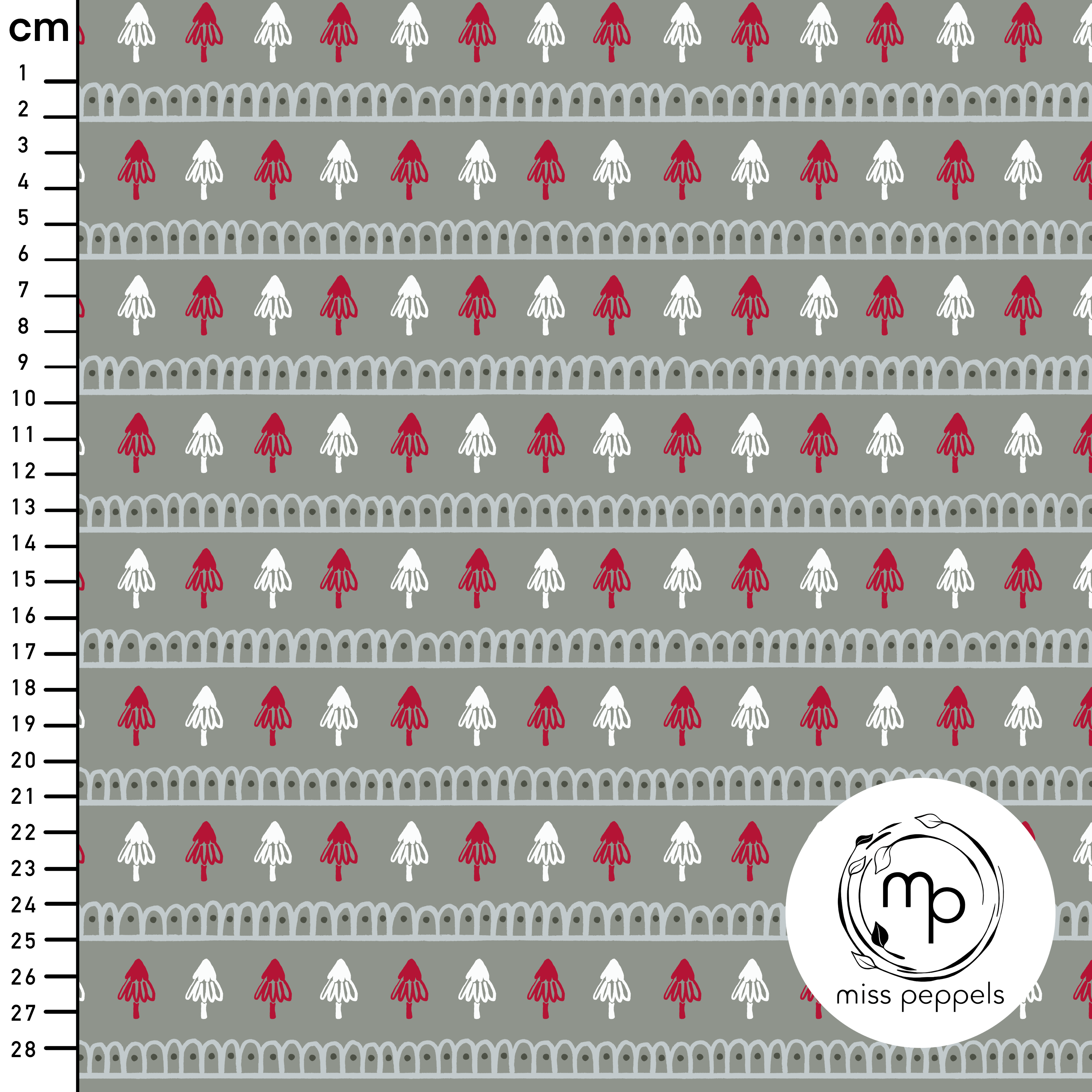 Organic Fabric - Tree Line grey