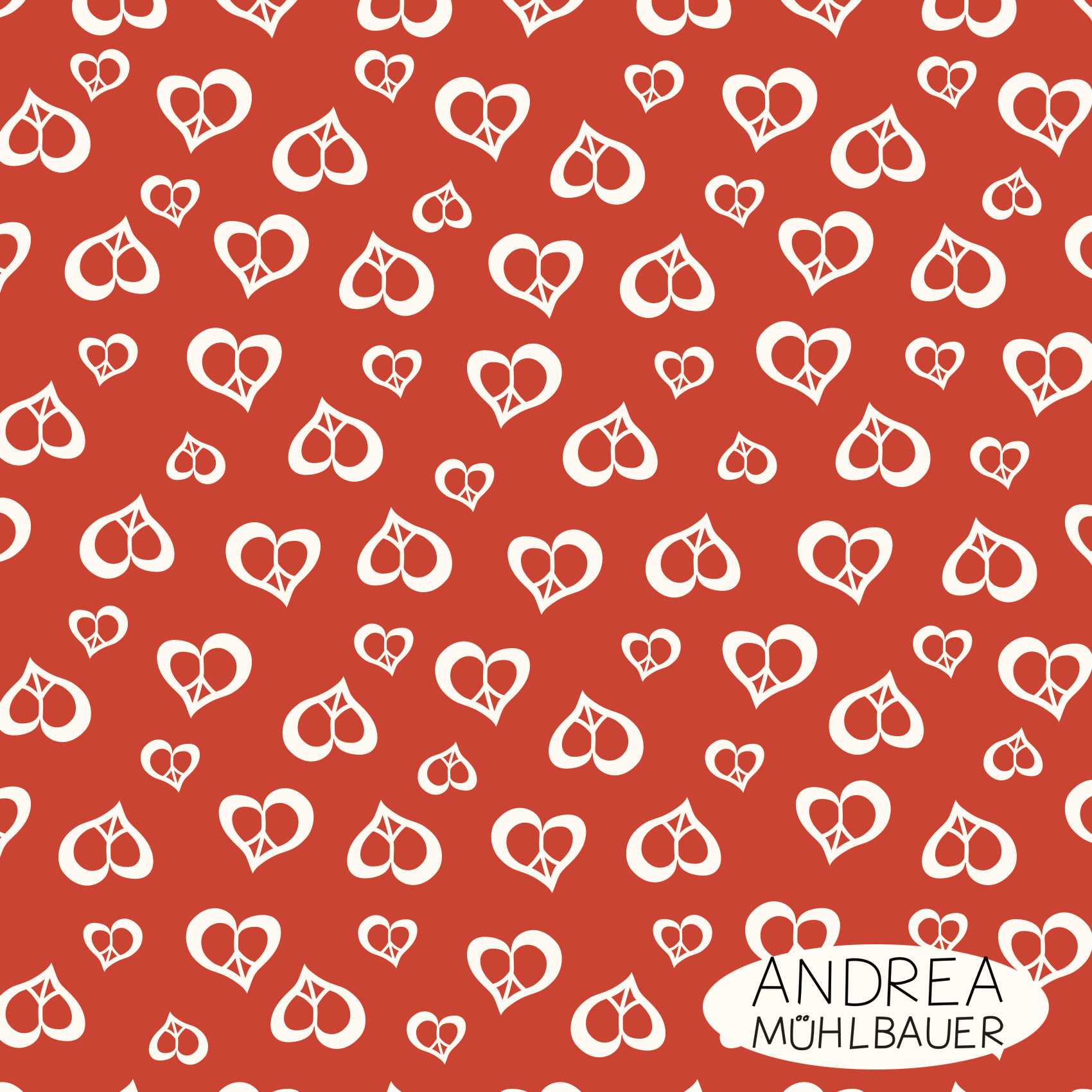 Bio Stoff  - Love and Peace in Red - AndreaMuehlbauer, rot, Herzen