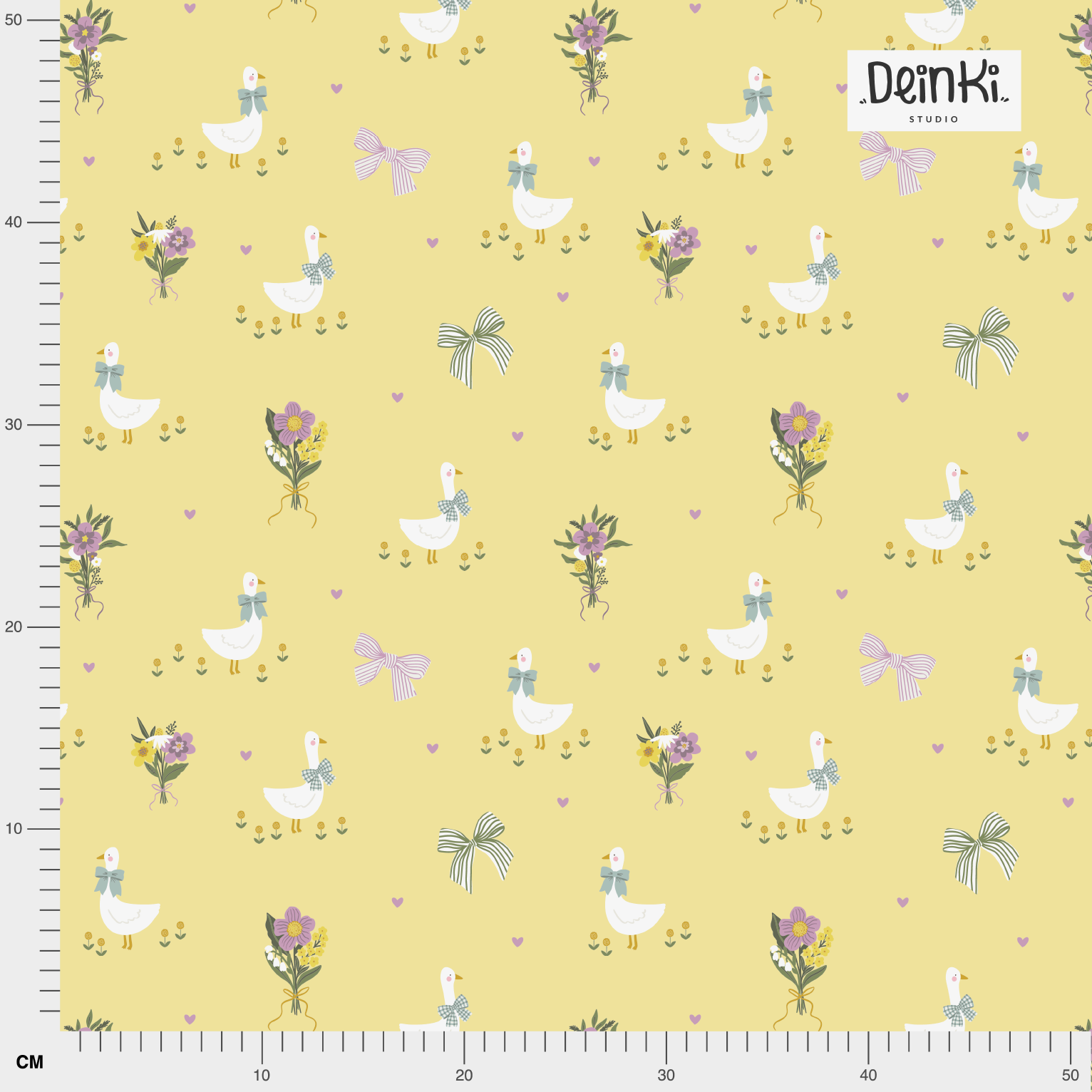 Organic fabric - Gänse und Blümchen yellow