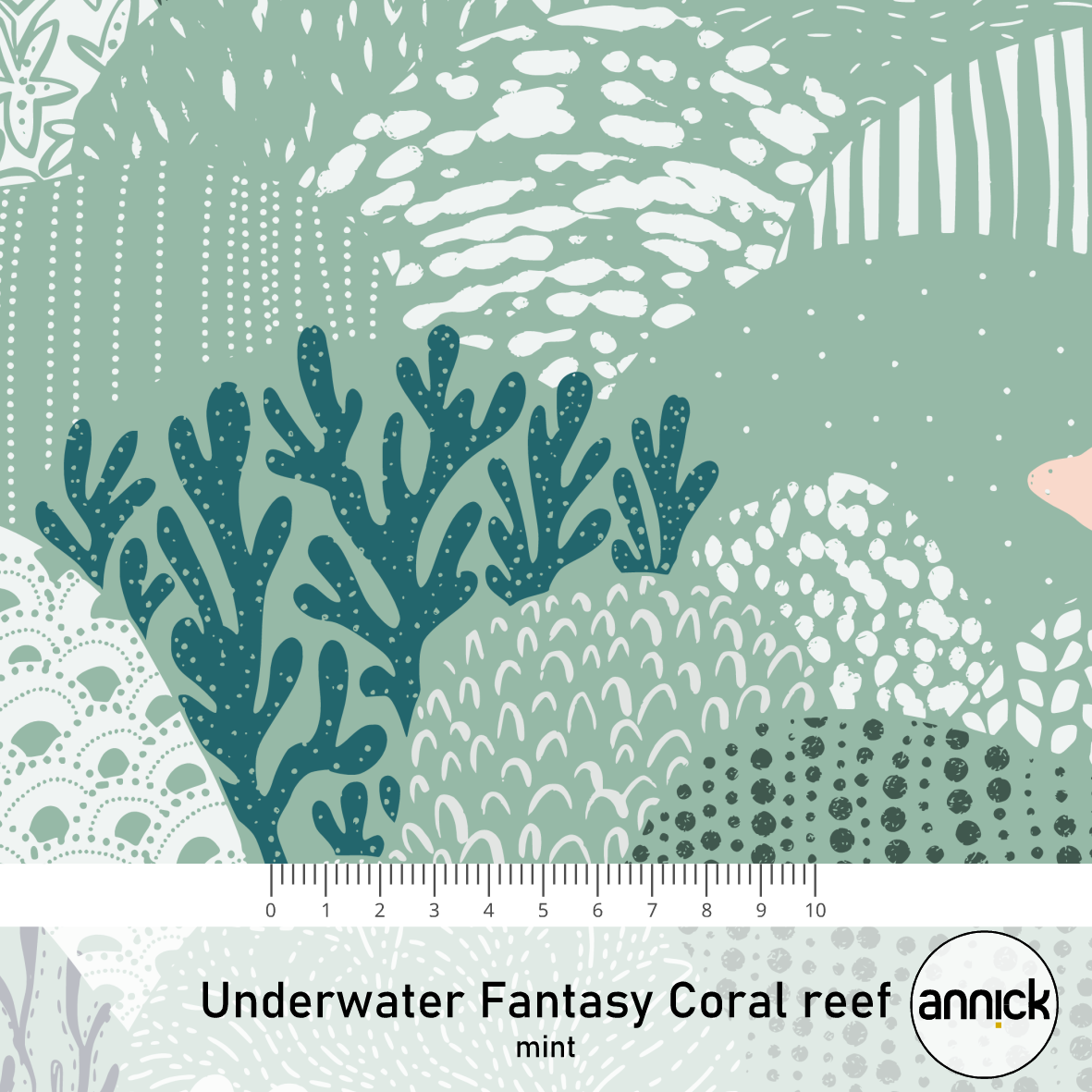 Bio Stoff  - Underwater Fantasy Coral Reef Mint - Annick, mint, Maritim