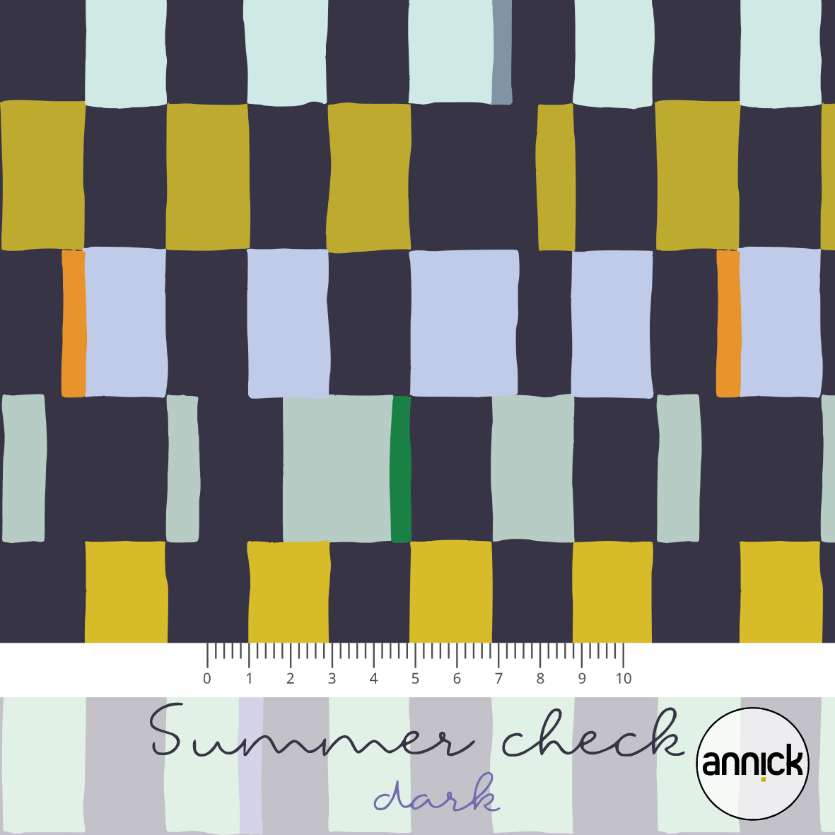 Bio Stoff  -  Summer Check Dark  - Annick, bunt, Abstrakt, Kariert