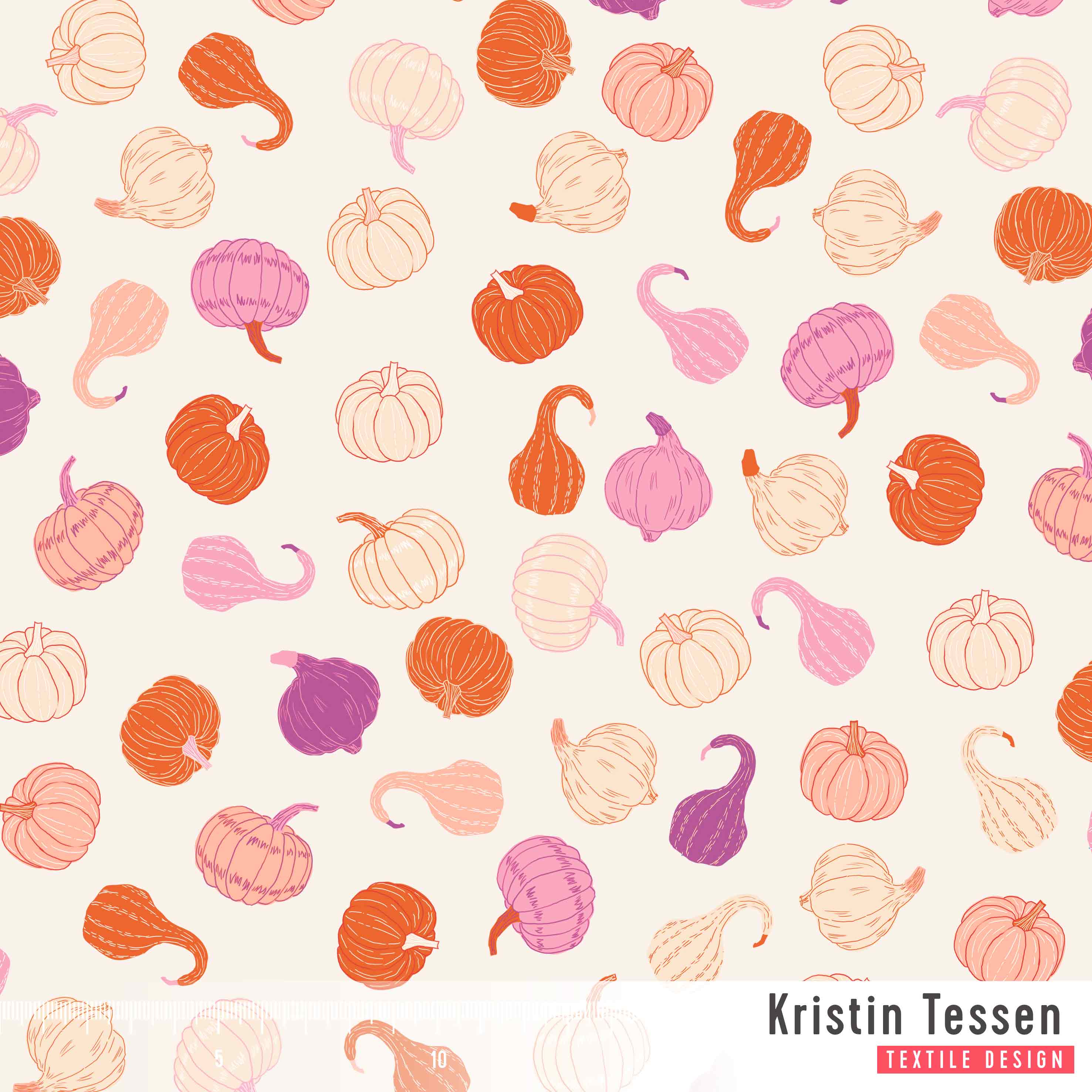 Bio Stoff - Kuerbisse Orange von Kristin Tessen in orange